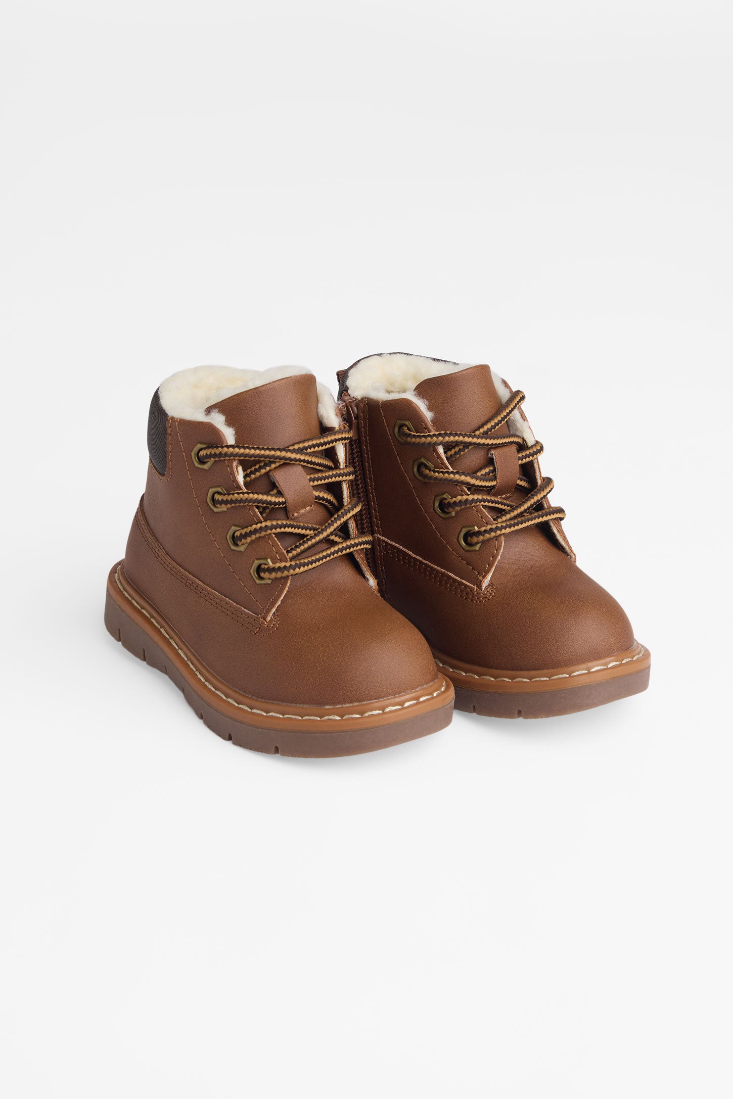 Bottillons en nubuck avec doublure sherpa - Bébé garçon && COGNAC