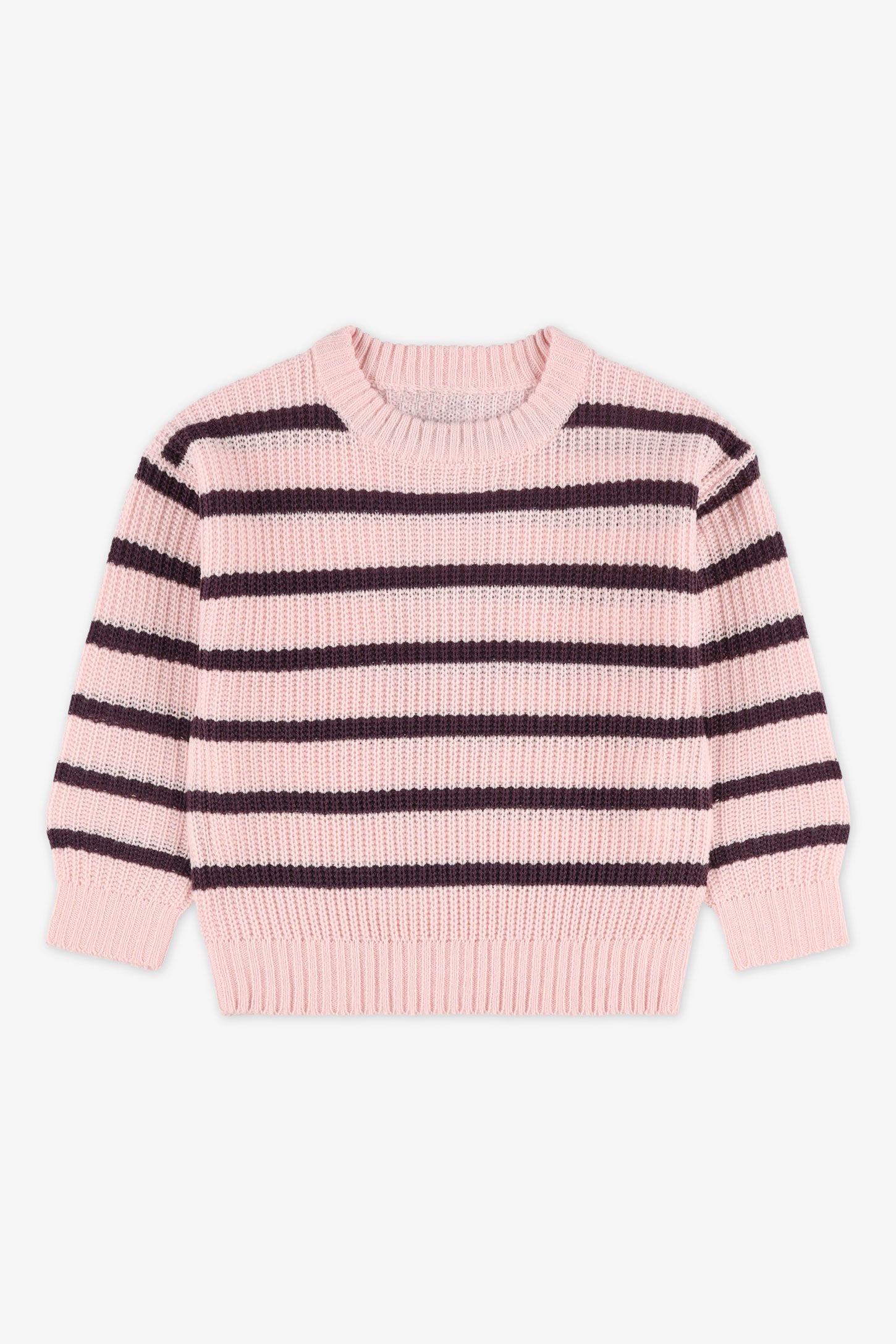 Chandail tricot à rayures – Enfant fille && ROSE MULTI