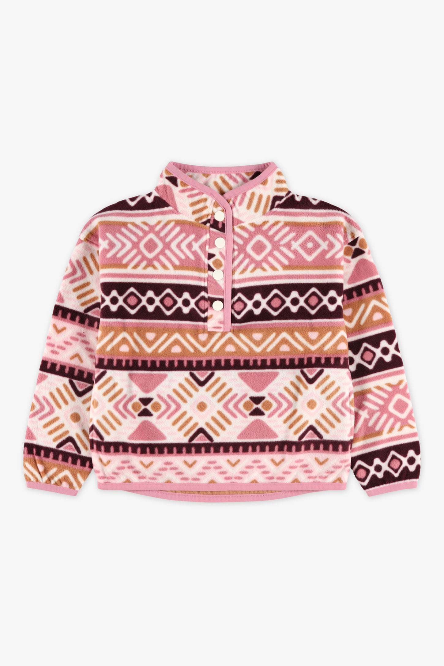 Chandail ouaté imprimé à col montant - Enfant fille && ROSE MULTI