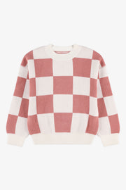 Chandail col rond manches longues tricot - Enfant fille && ROSE MULTI