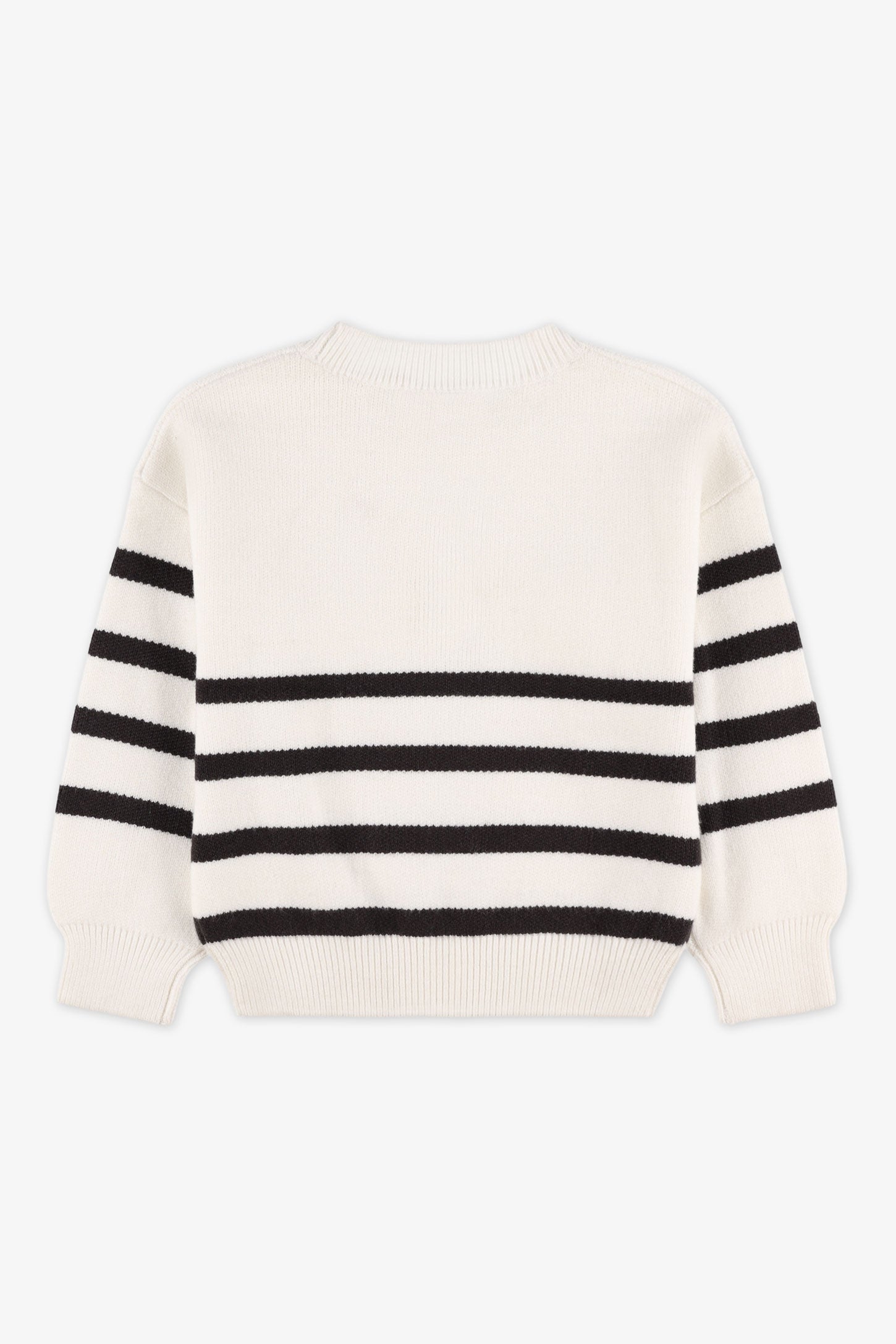 Chandail col rond manches longues tricot - Enfant fille && BLANC CASSÉ/MULTI