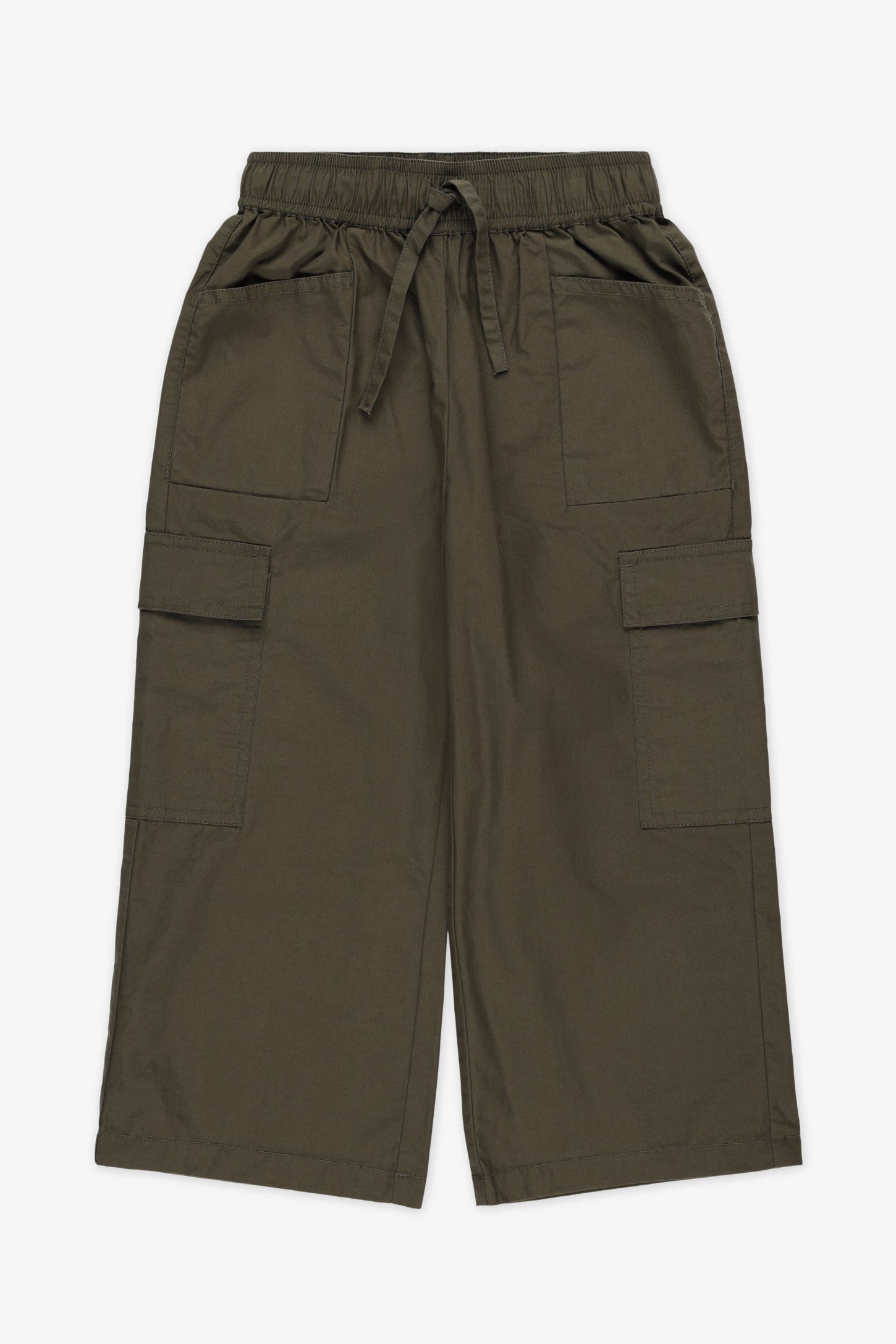 Pantalon jambe large cargo - Enfant fille && VERT