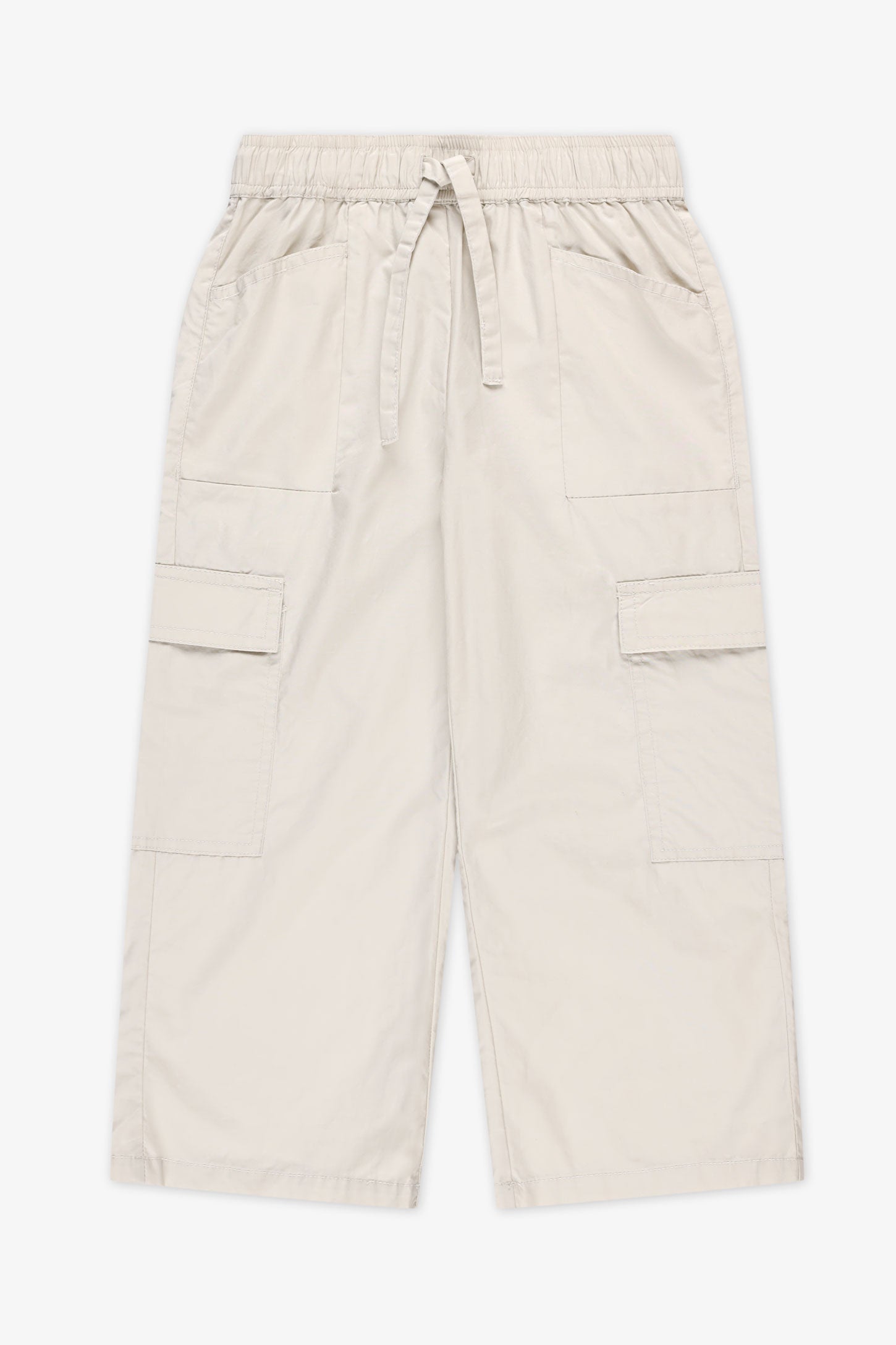 Pantalon jambe large cargo - Enfant fille && BEIGE