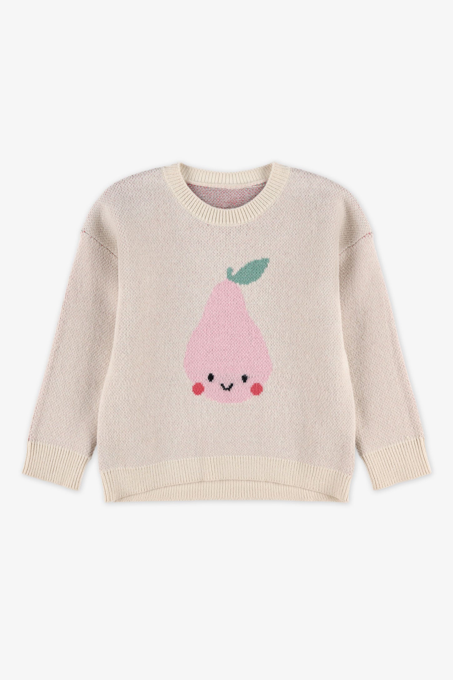 Chandail tricot jacquard manches longues - Bébé fille && BLANC CASSÉ