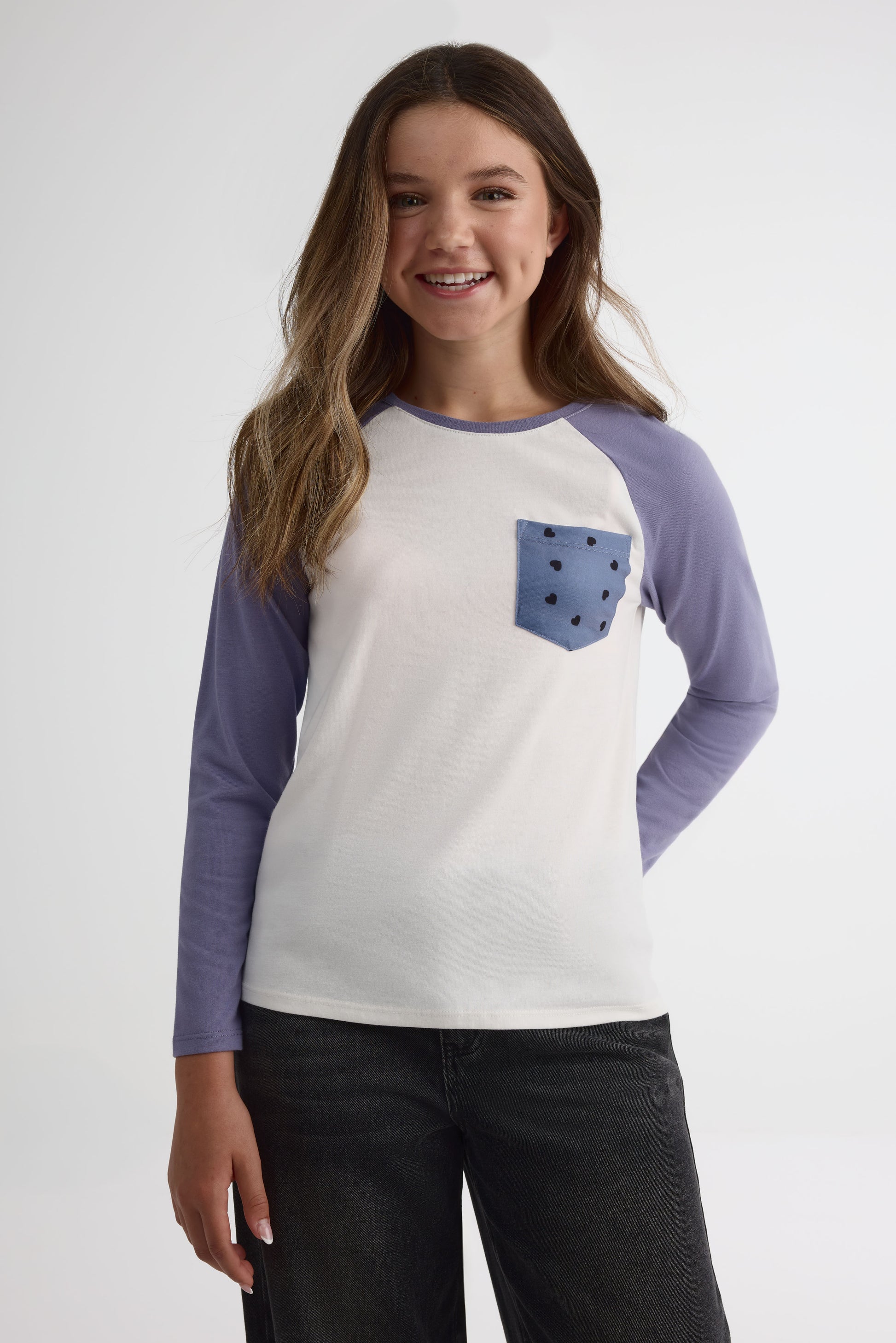 Chandail léger raglan – Ado fille && GRIS