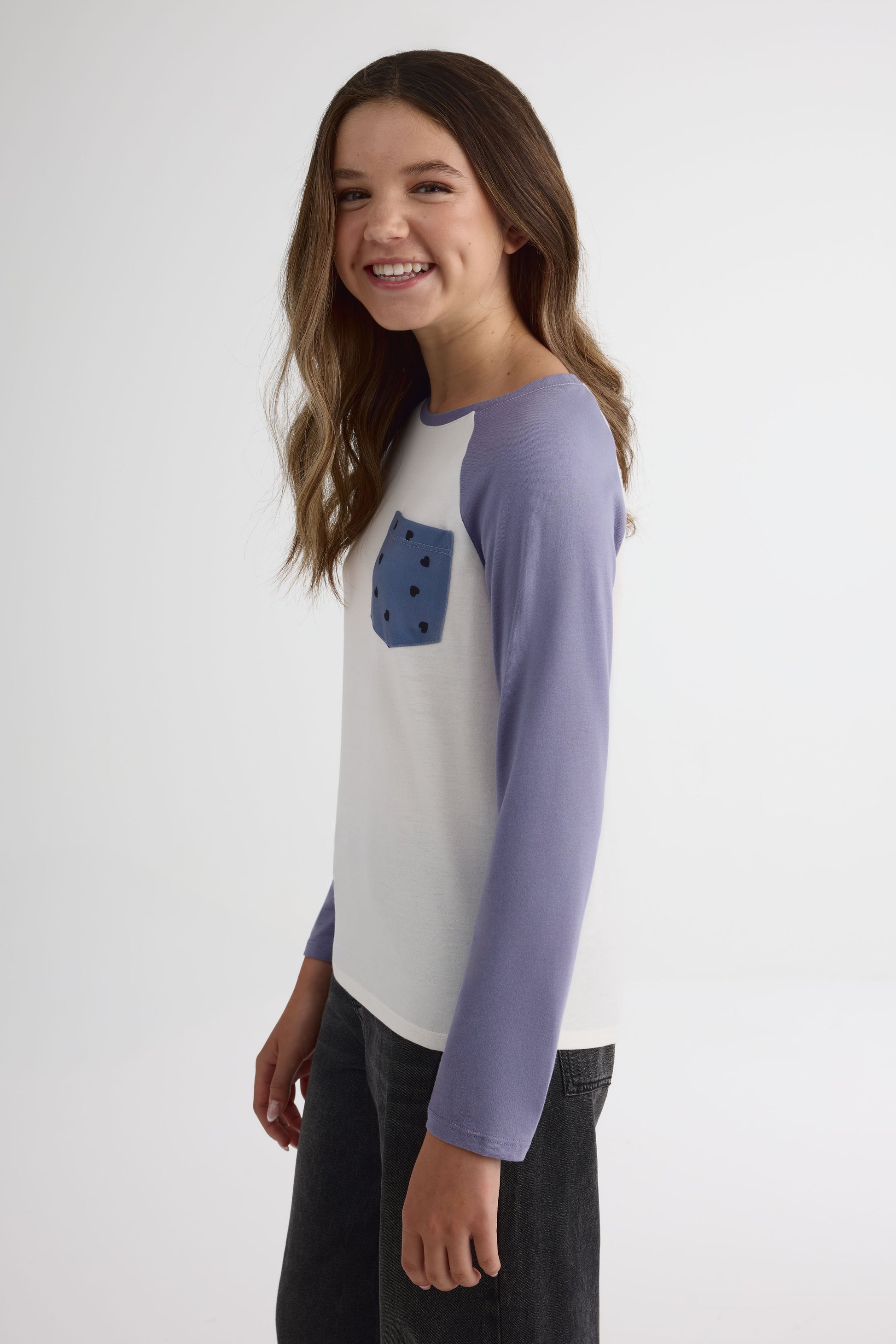 Chandail léger raglan – Ado fille && GRIS