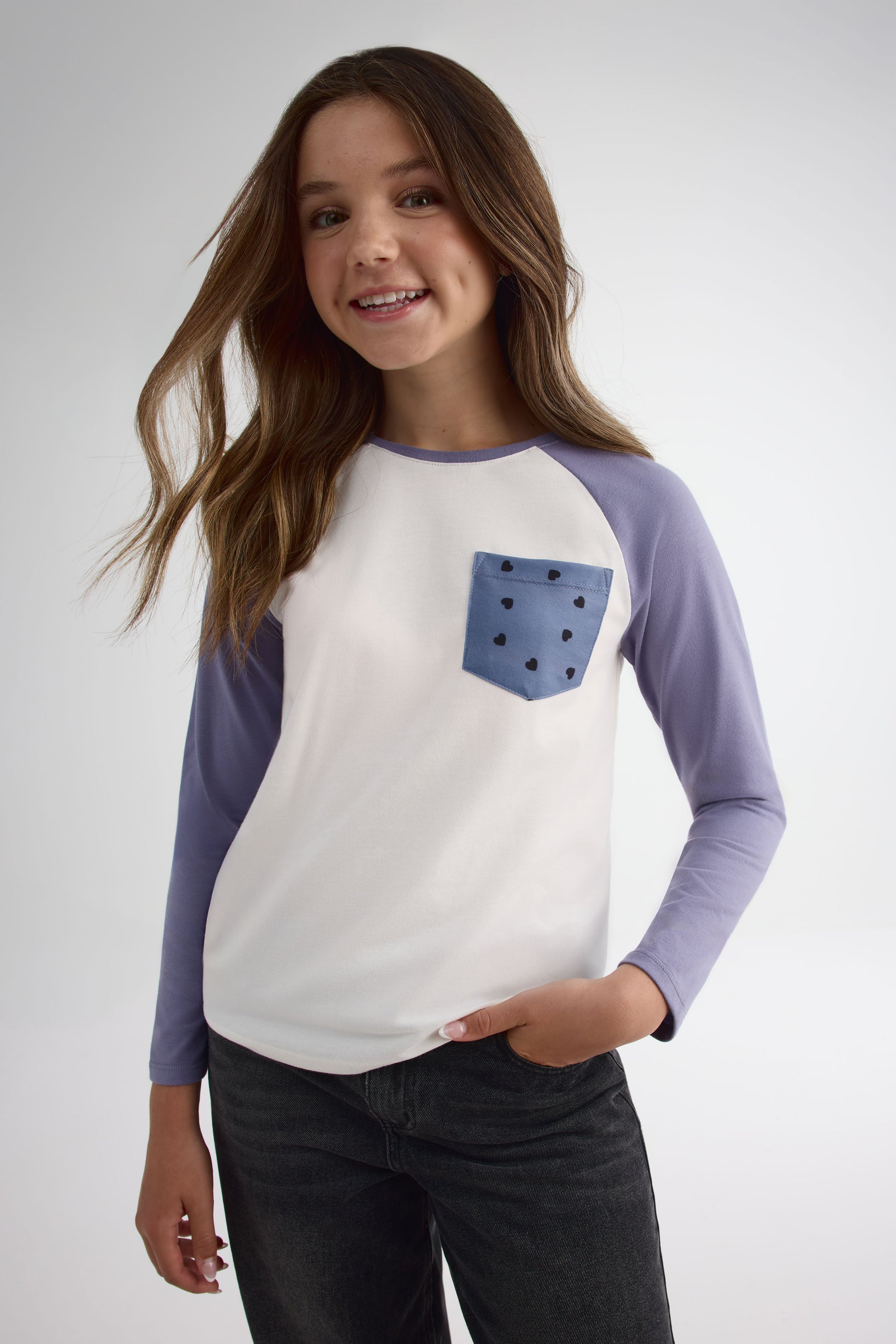 Chandail léger raglan – Ado fille && GRIS