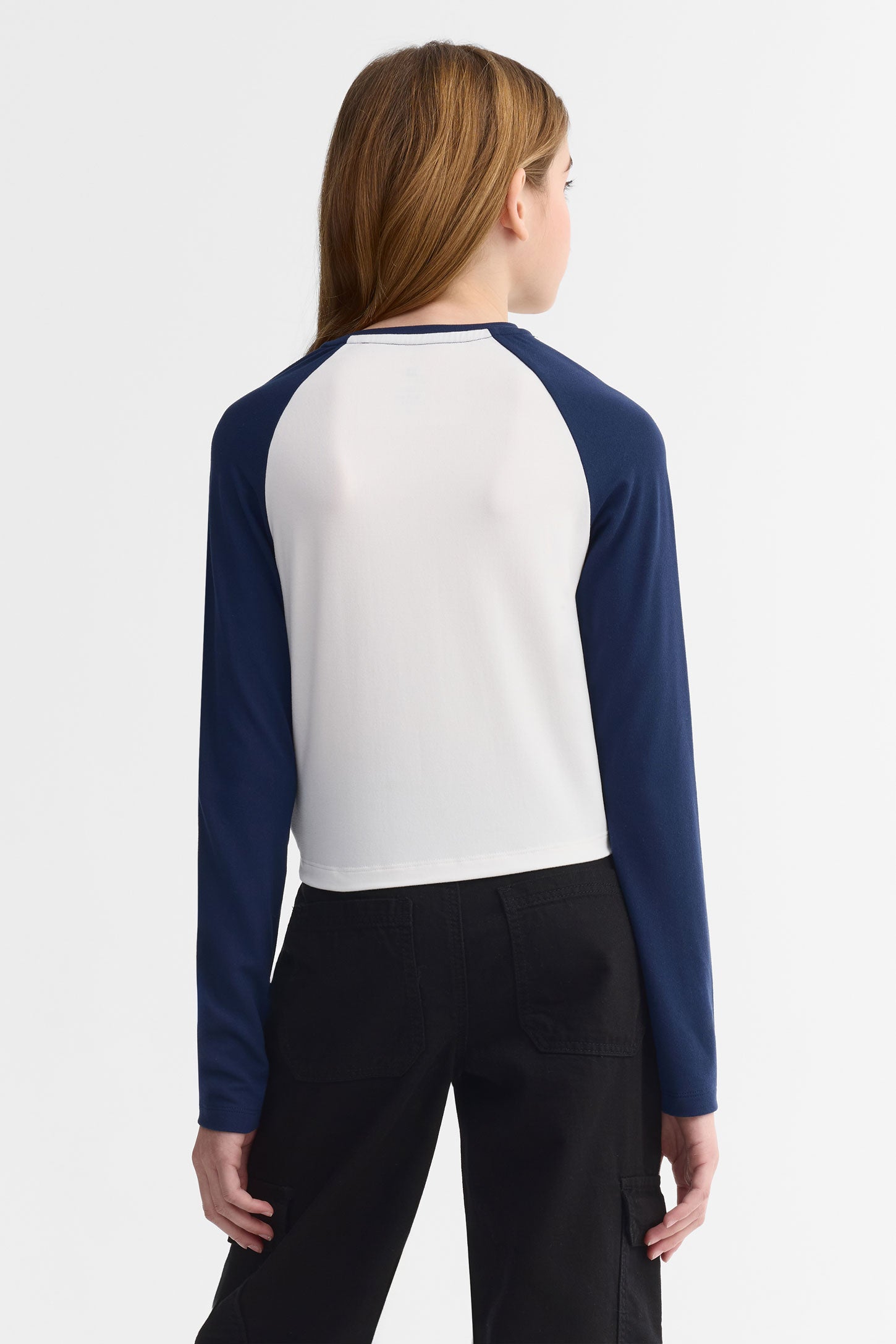 Chandail léger manches longues raglan – Ado fille && MARIN