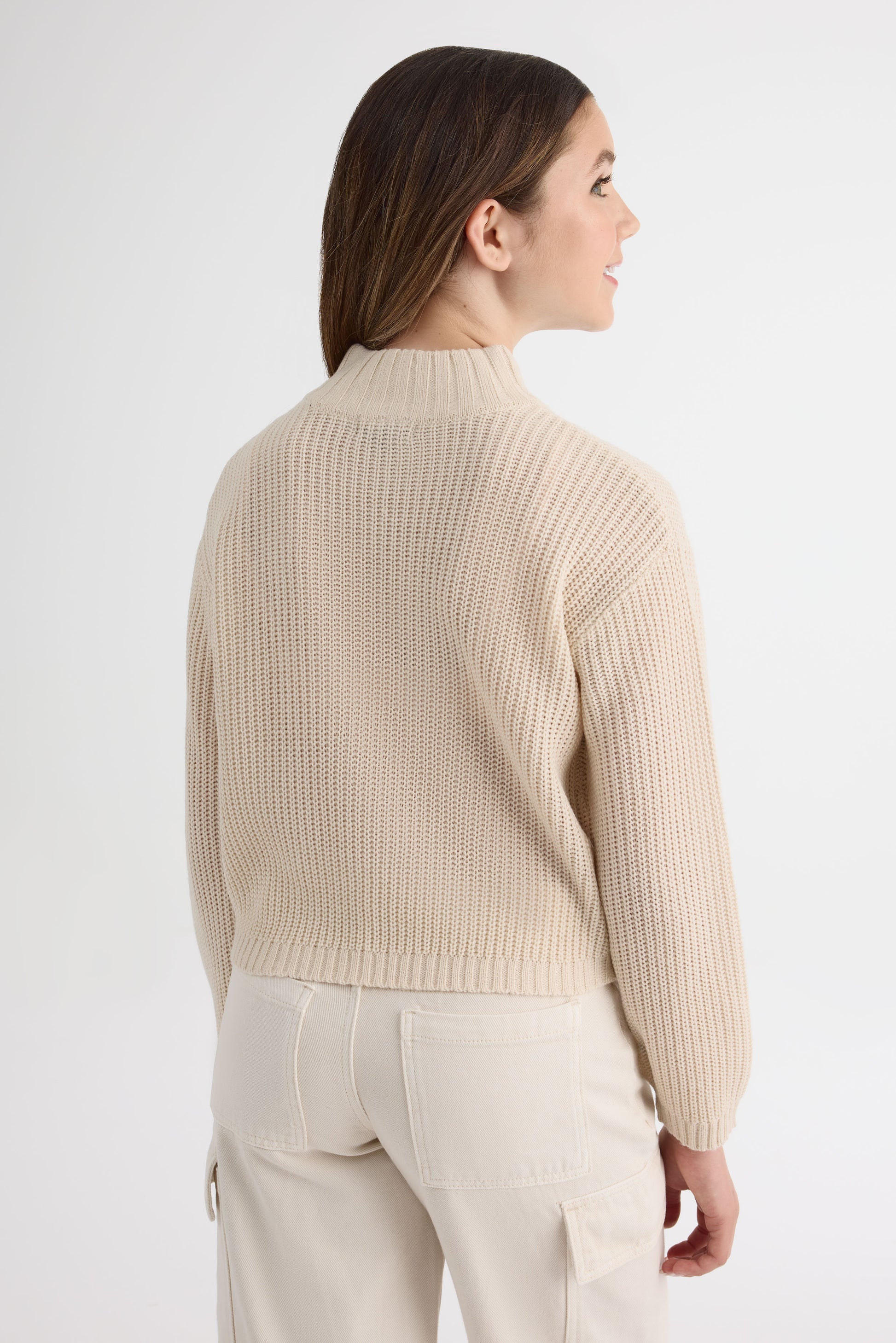 Chandail tricot col montant - Ado fille && BEIGE
