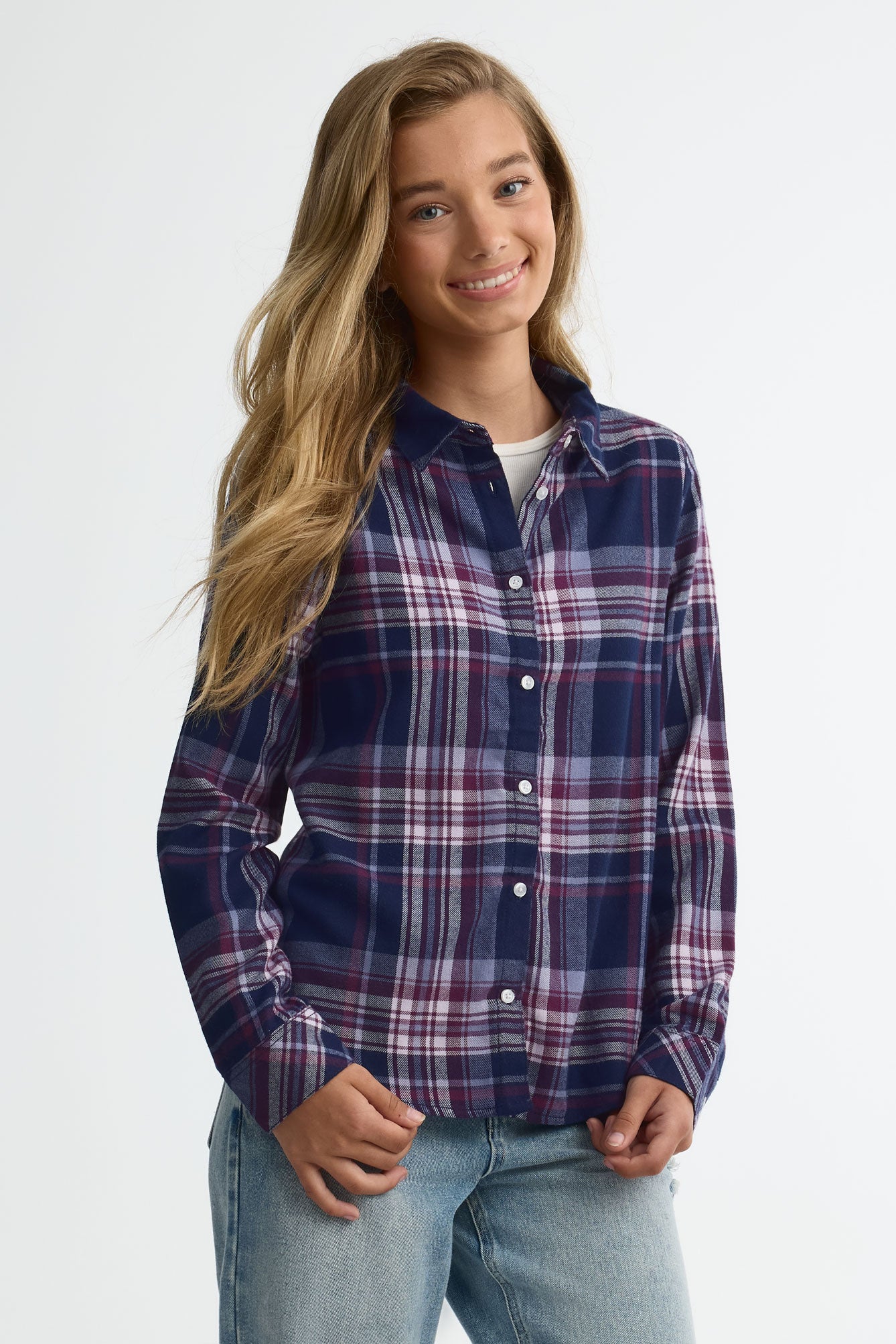 Chemise en flanelle à carreaux - Ado fille && MARIN/MULTI