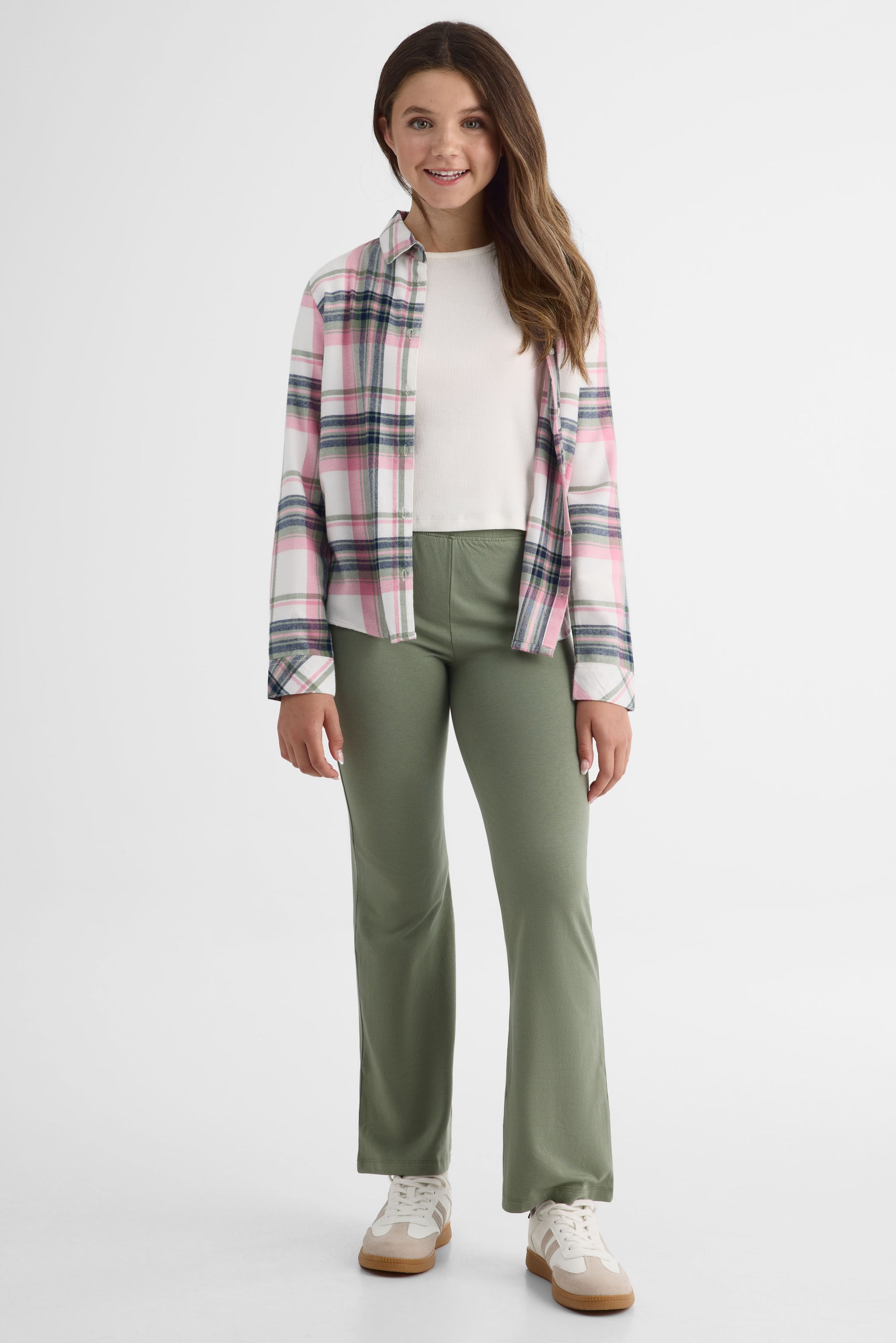 Chemise en flanelle à carreaux - Ado fille && BLANC CASSÉ/MULTI