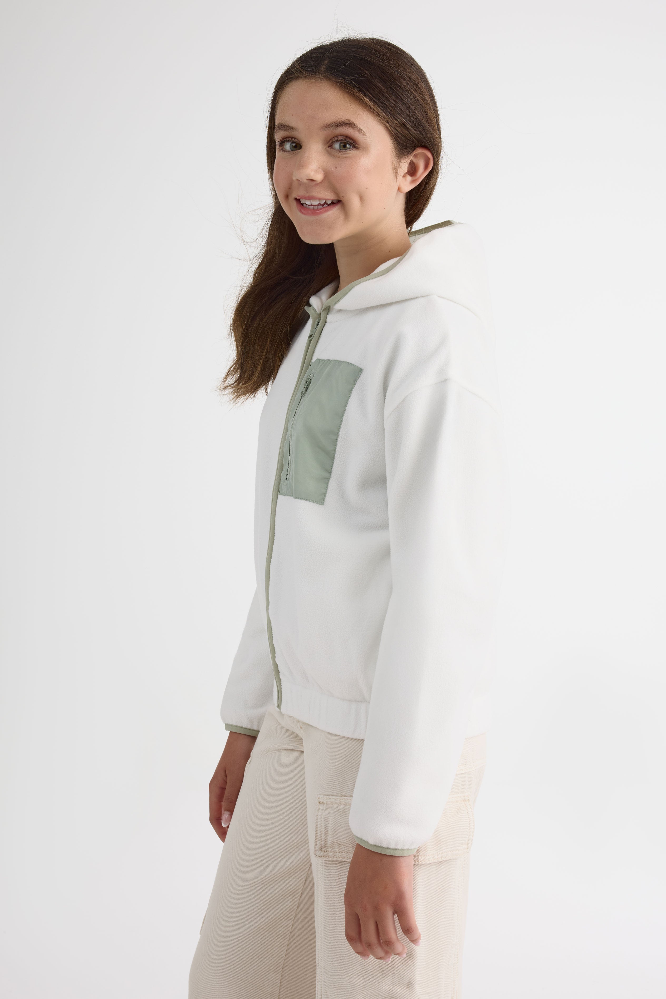 Veste à capuchon – Ado fille && BLANC CASSÉ