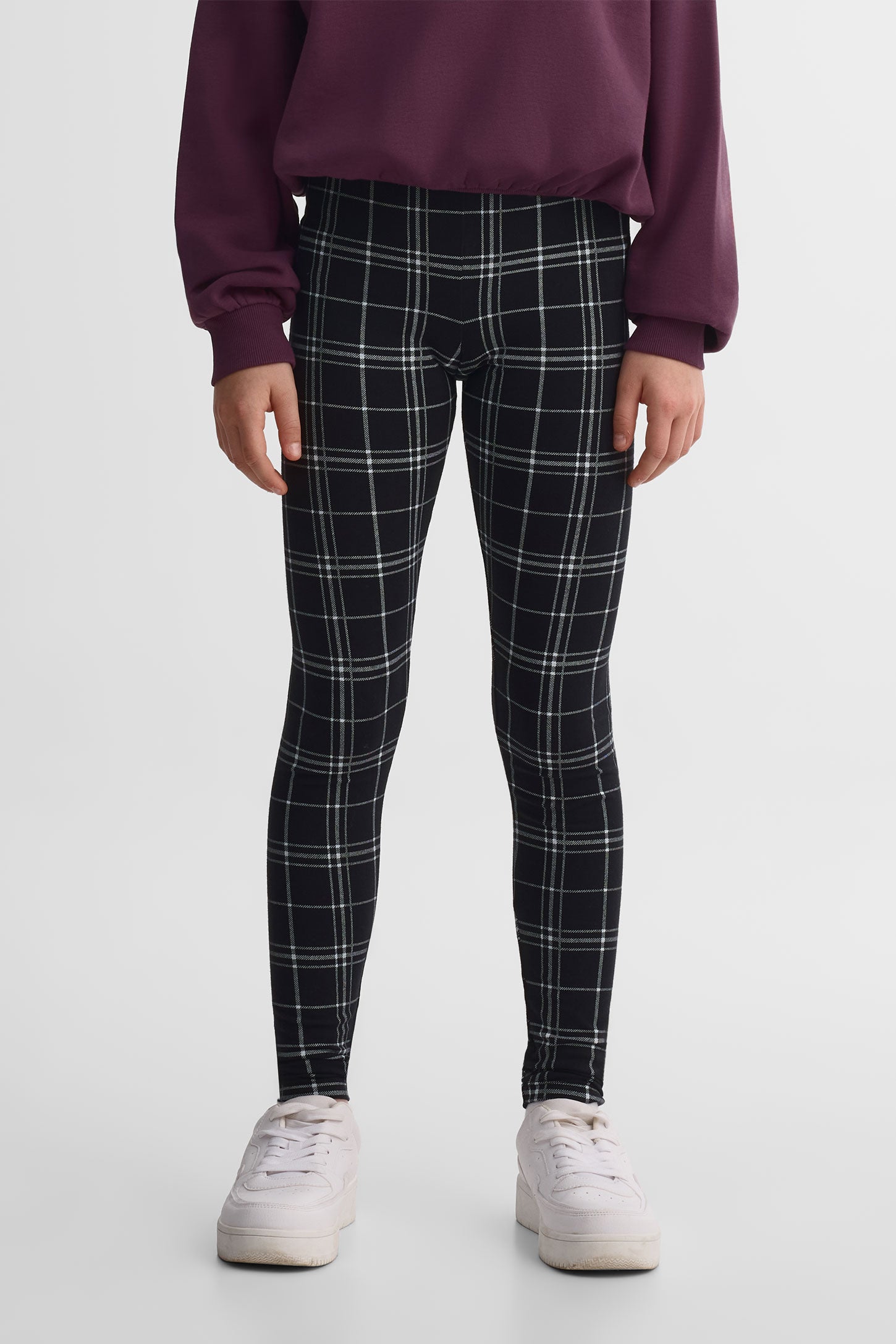 Legging élastique à carreaux 2/25$ - Ado fille && NOIR/MULTI