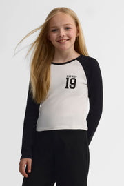 Chandail léger manches longues raglan – Ado fille && NOIR