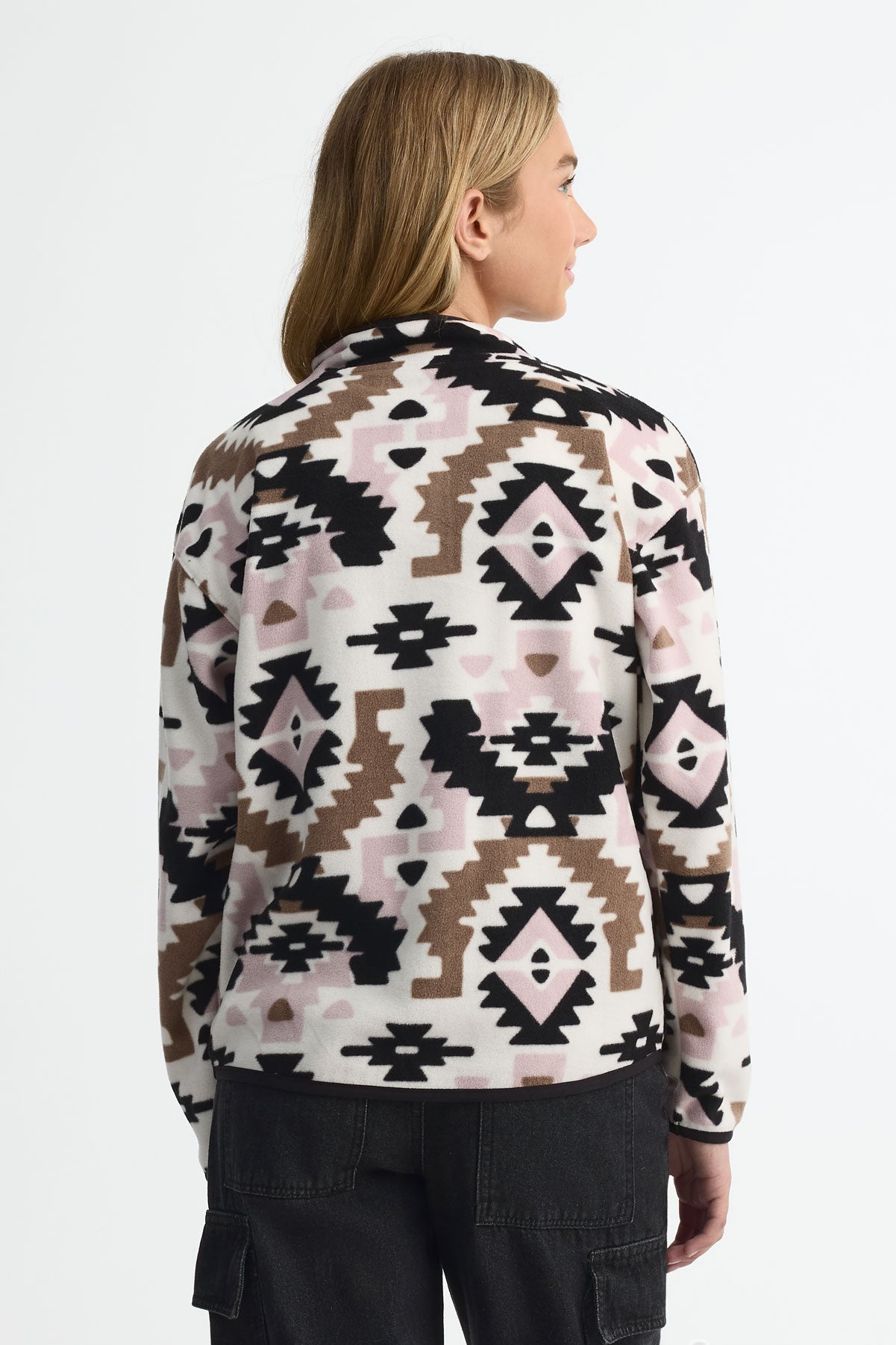 Chandail manches longues imprimé en micropolaire - Ado fille && BLANC CASSÉ/MULTI