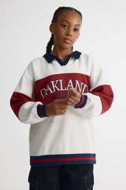 Polo manches longues coton ouaté - Ado fille && BLANC CASSÉ