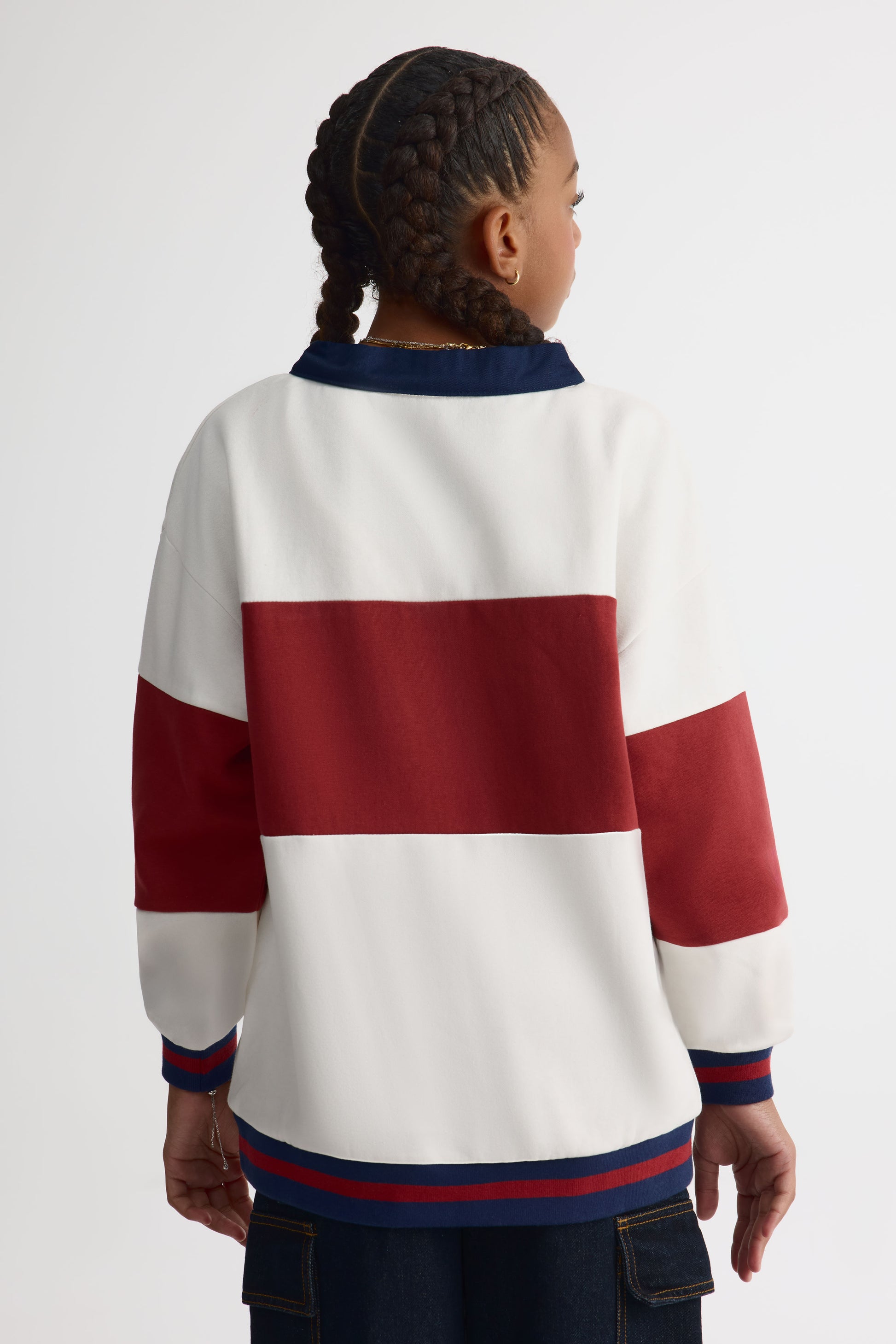 Polo manches longues coton ouaté - Ado fille && BLANC CASSÉ