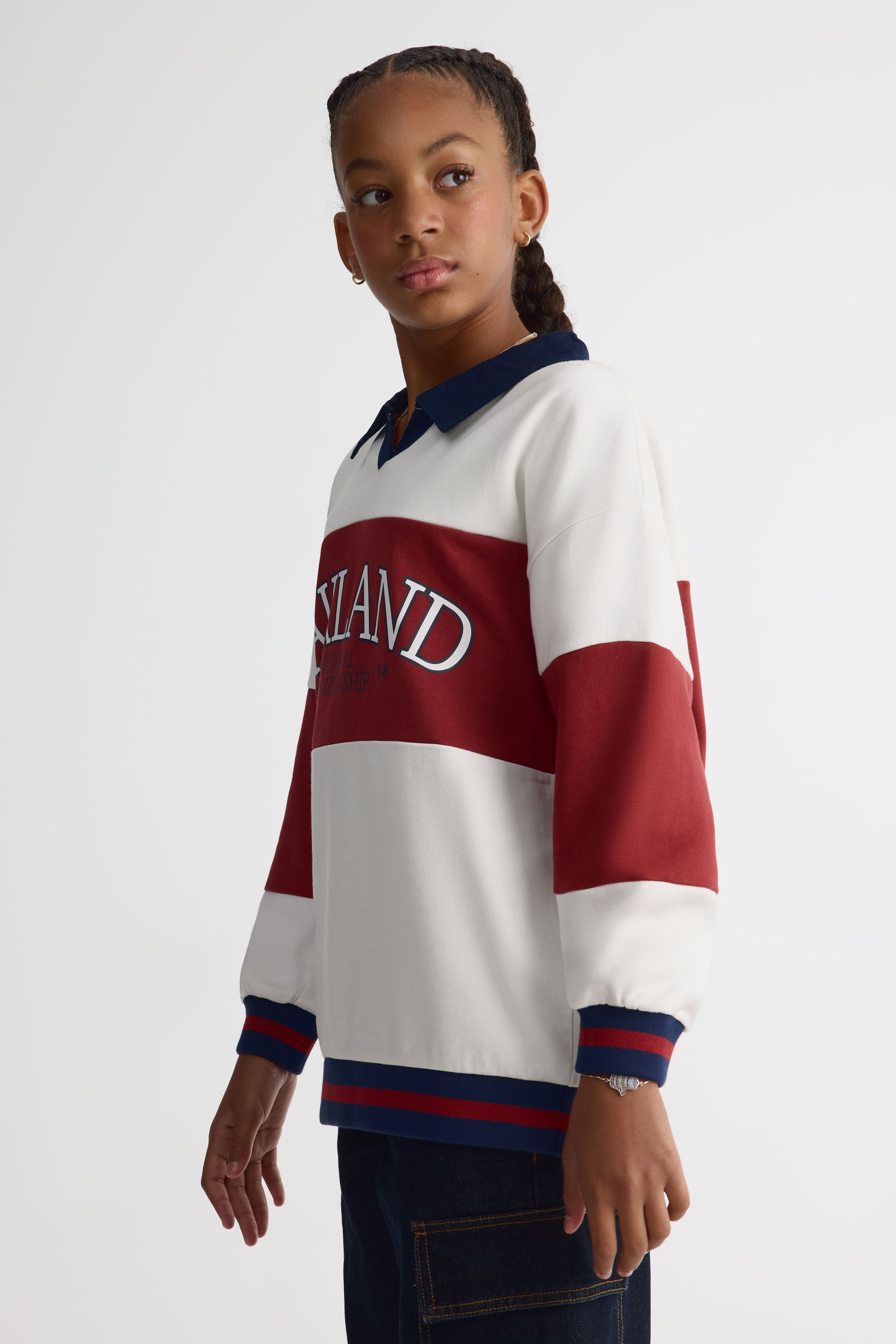 Polo manches longues coton ouaté - Ado fille && BLANC CASSÉ