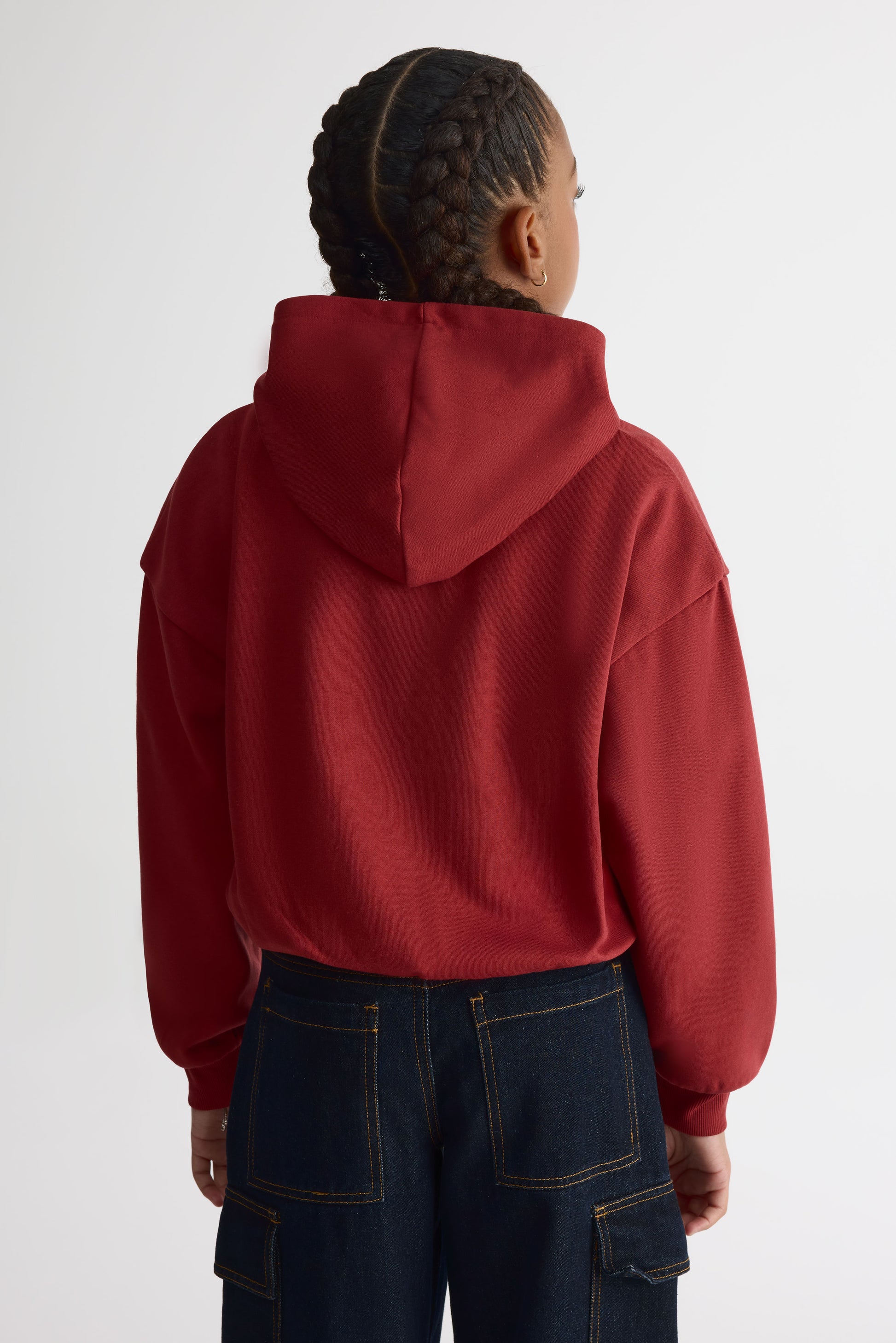 Veste ouatée courte avec capuchon – Ado fille && ROUGE
