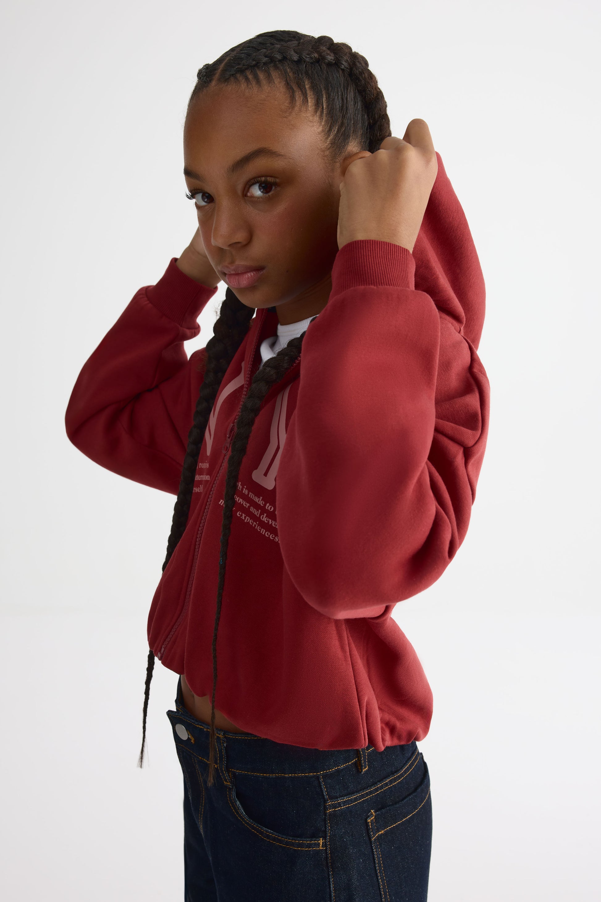 Veste ouatée courte avec capuchon – Ado fille && ROUGE