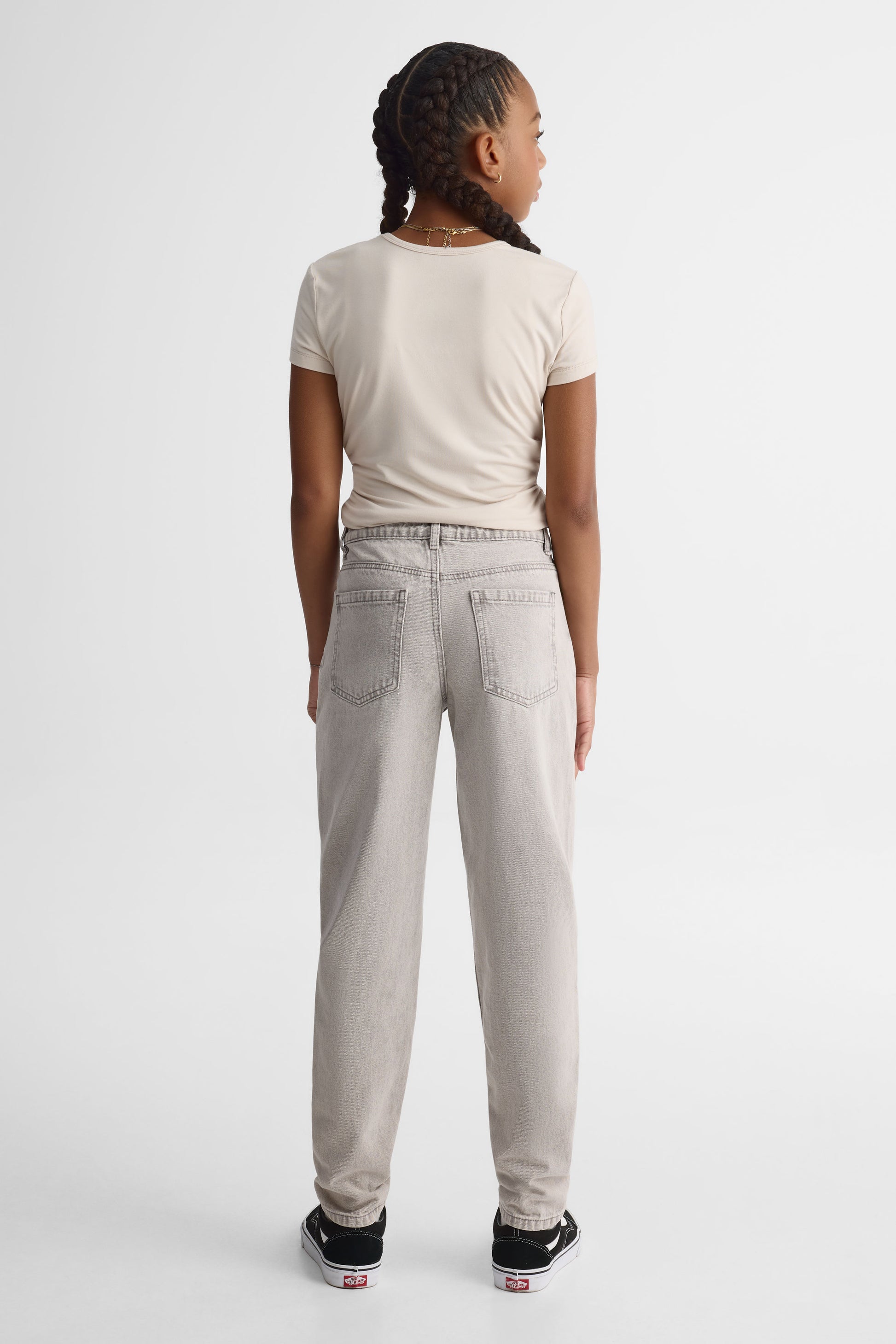 Jeans mom fit avec poches - Ado fille && DENIM GRIS