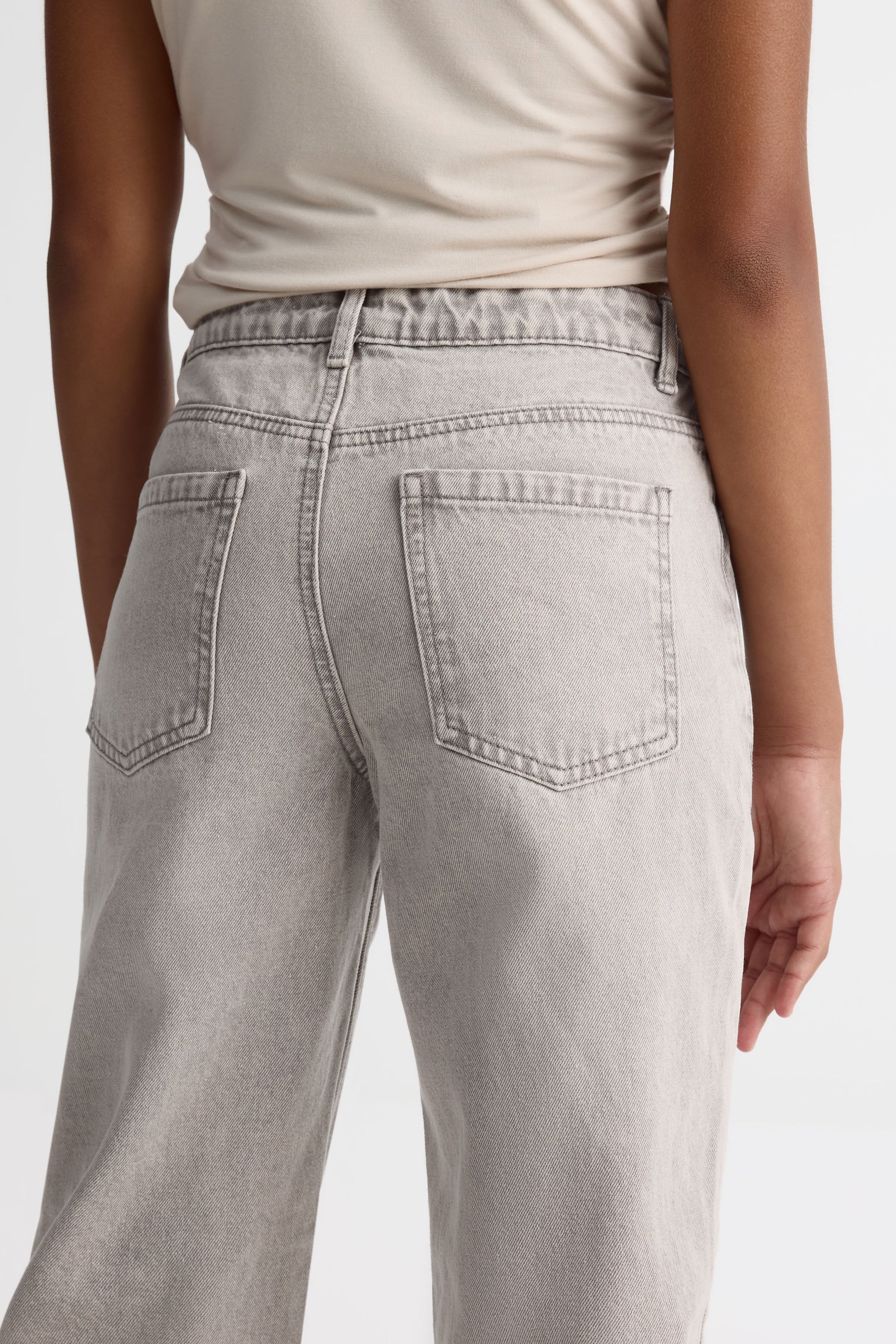 Jeans mom fit avec poches - Ado fille && DENIM GRIS