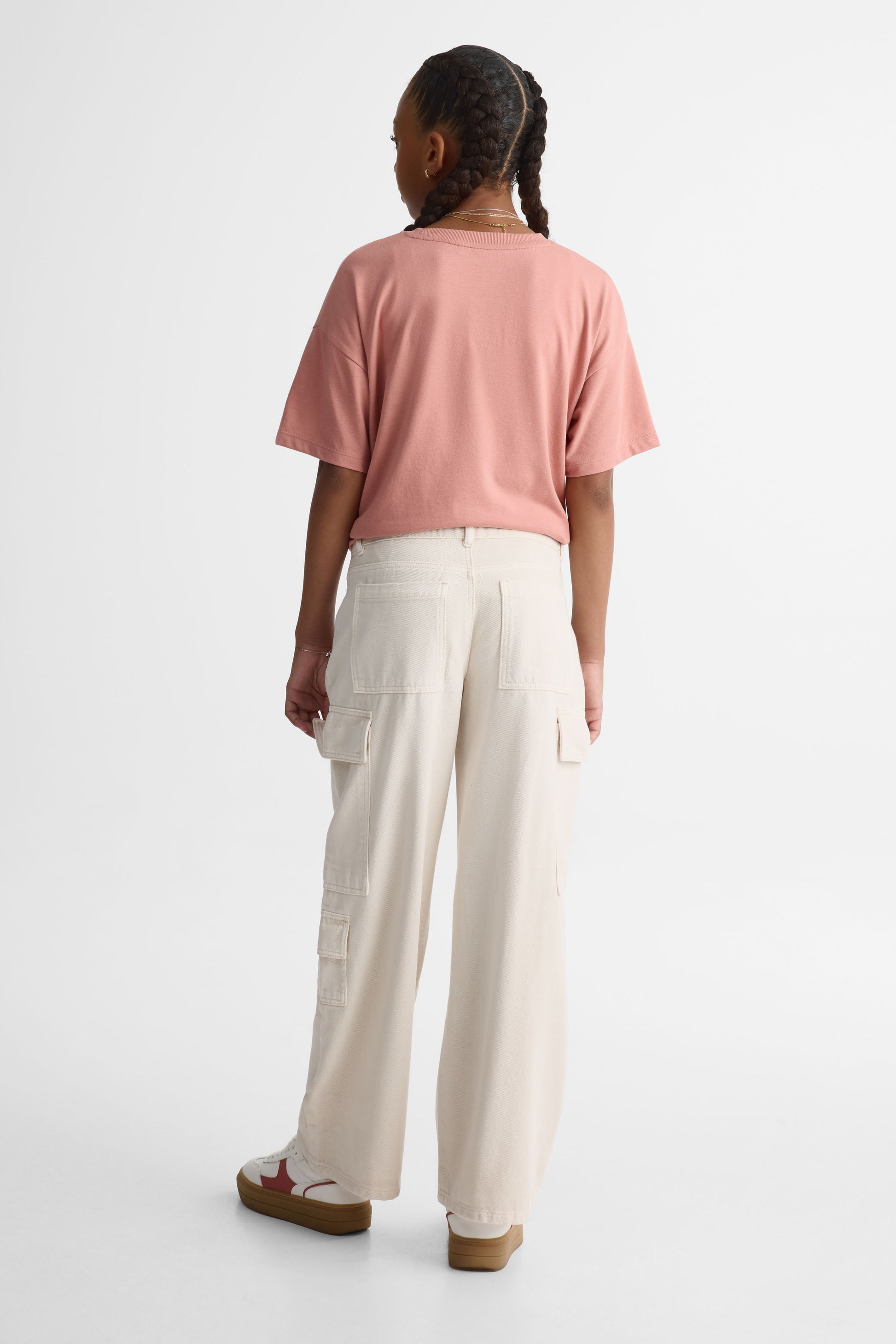 Jeans jambe large cargo - Ado fille && BEIGE