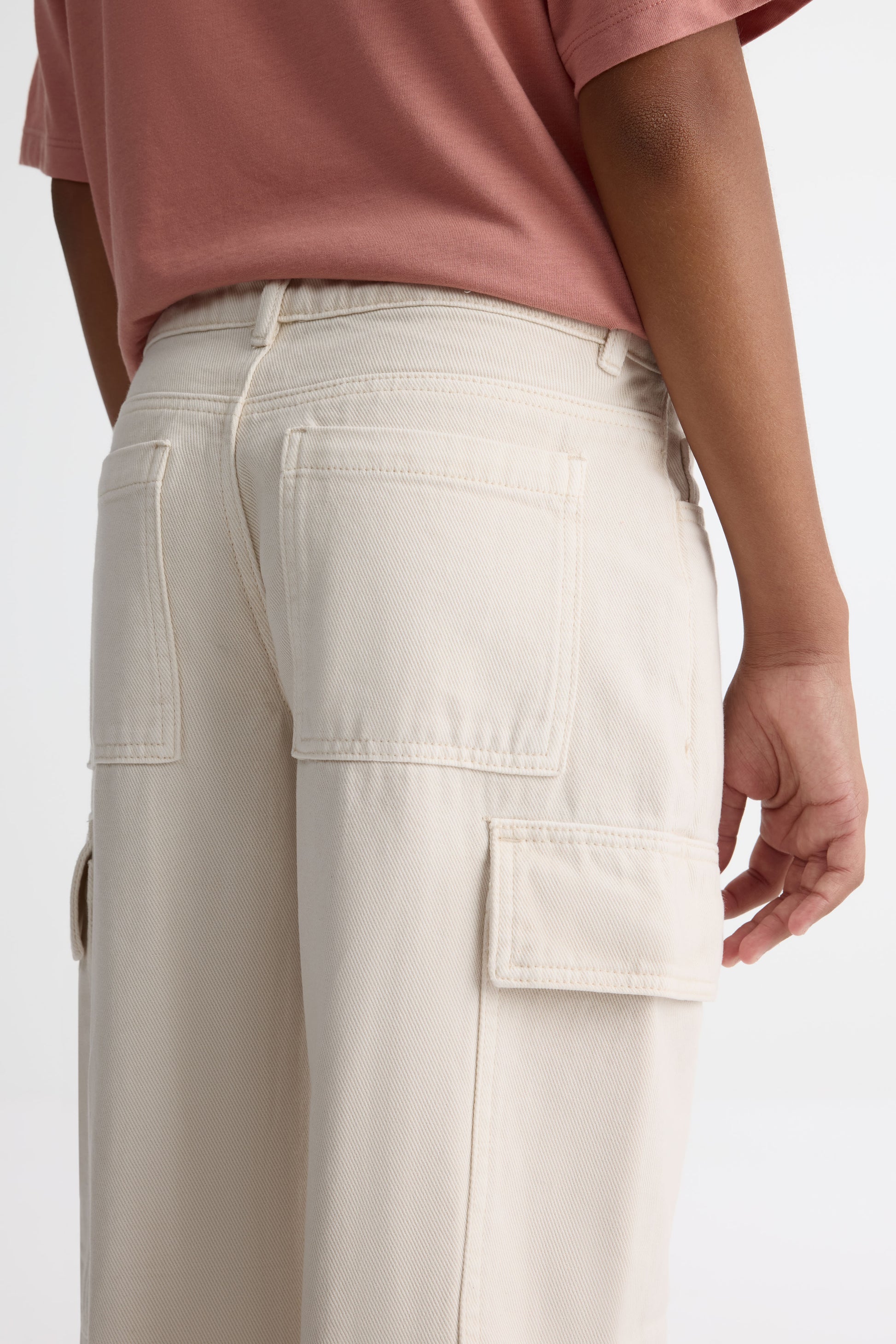 Jeans jambe large cargo - Ado fille && BEIGE