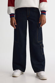Jeans cargo - Ado fille && DENIM FONCE