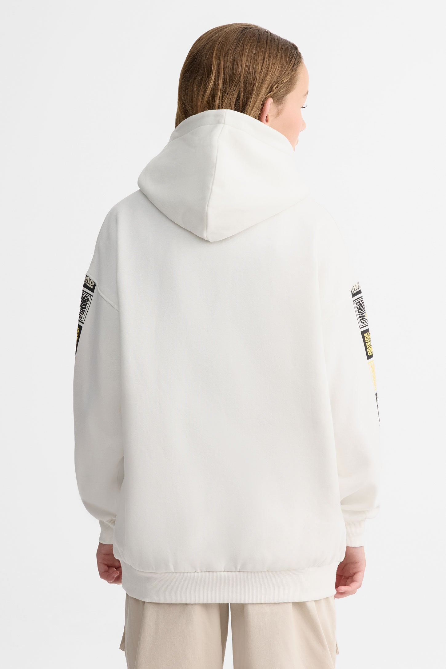Chandail à capuchon coton ouaté - Ado fille && BLANC CASSÉ