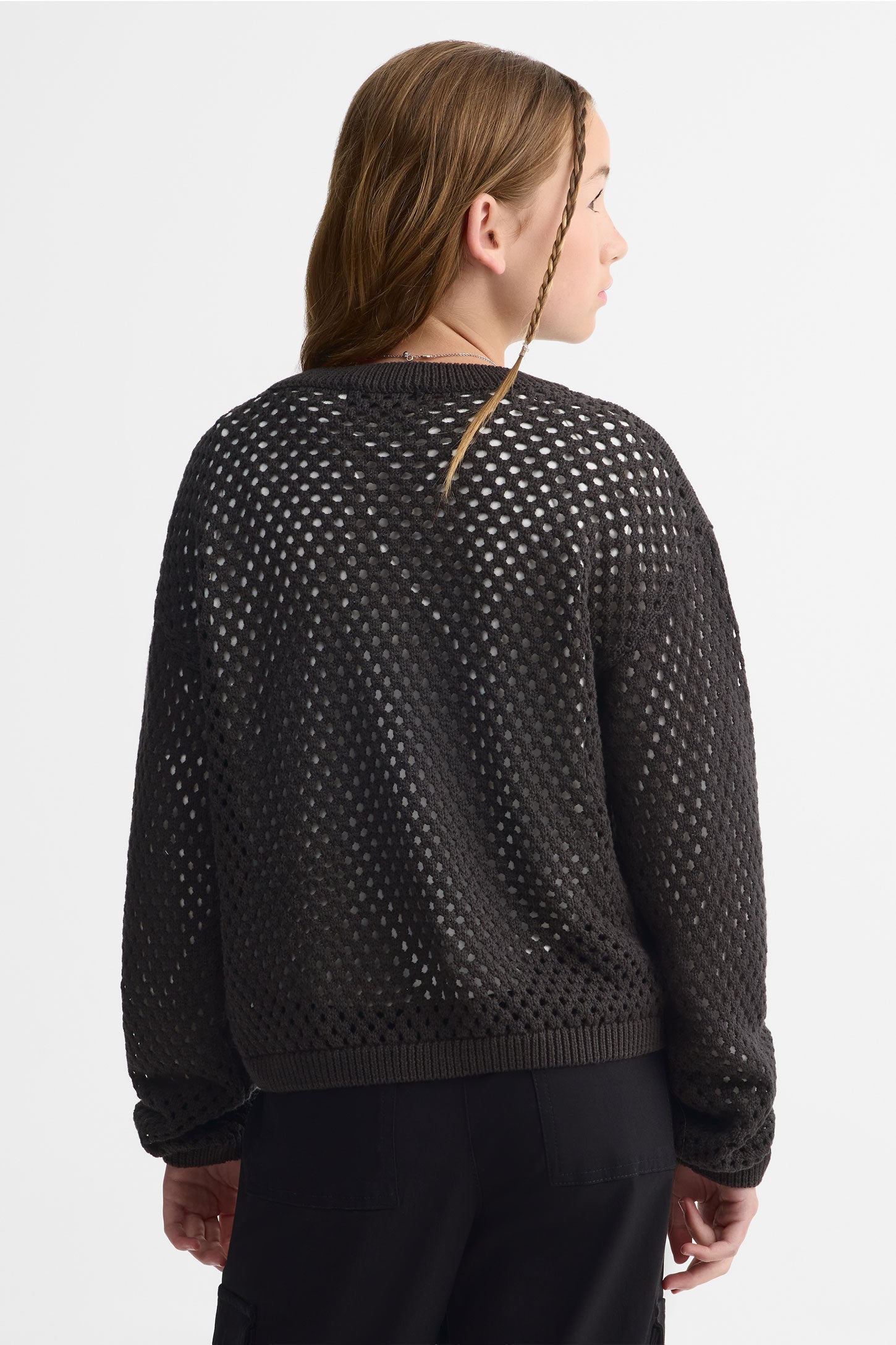 Chandail tricot col rond - Ado fille && NOIR