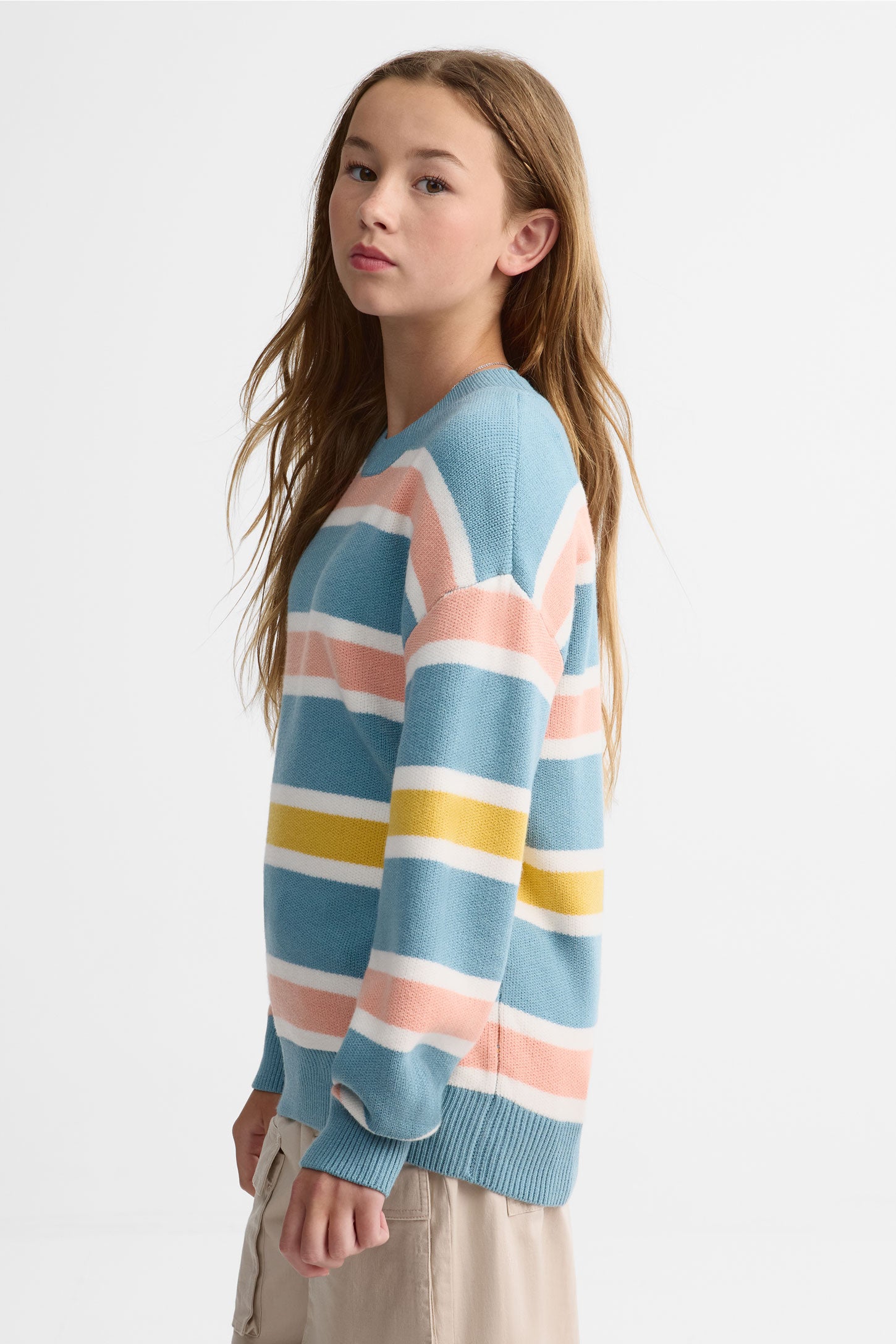 Chandail col rond tricot - Ado fille && BLEU MULTI