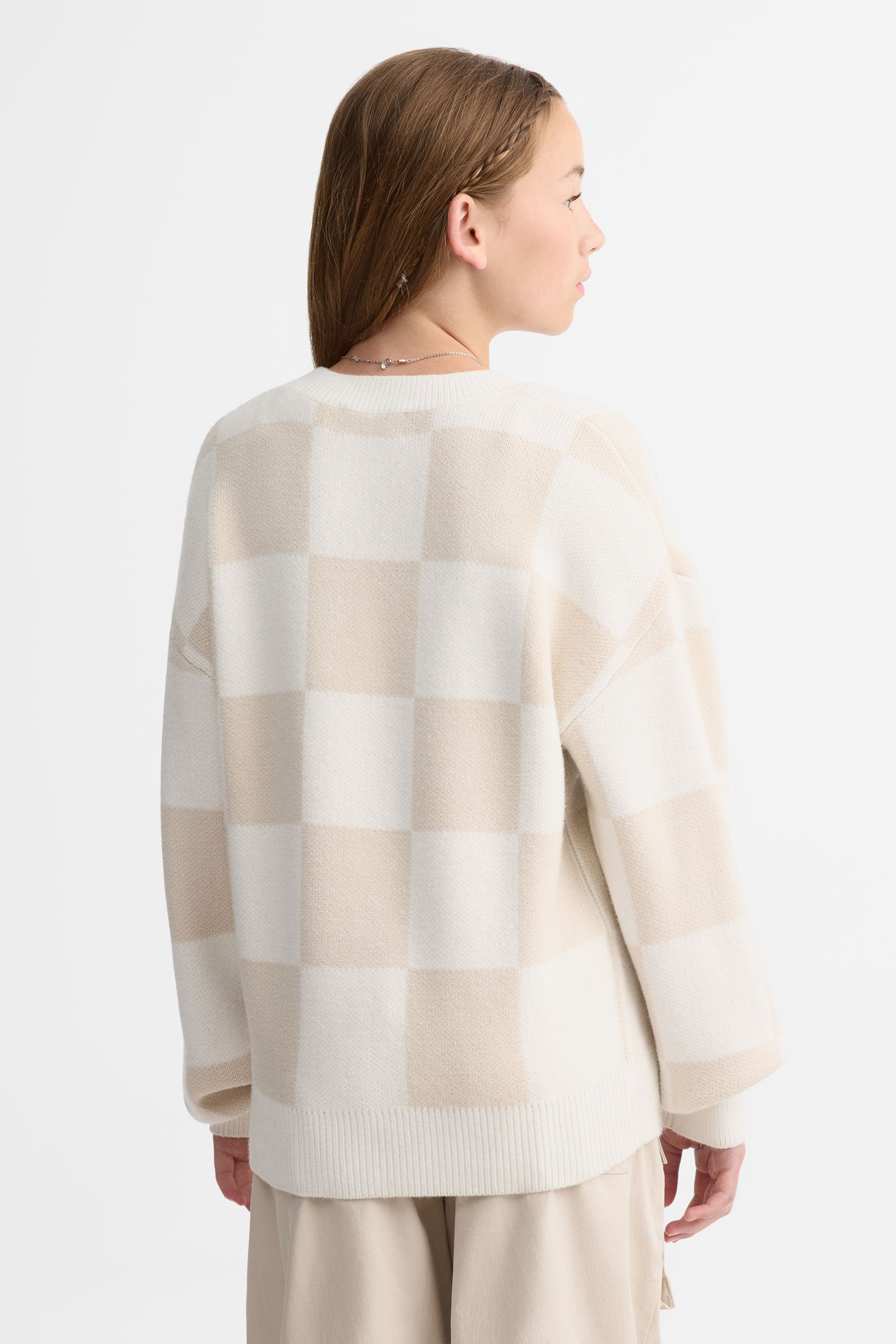 Chandail col rond tricot - Ado fille && BEIGE/MULTI