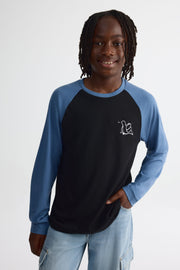 Chandail graphique raglan uni 2/$25 - Ado garçon && NOIR