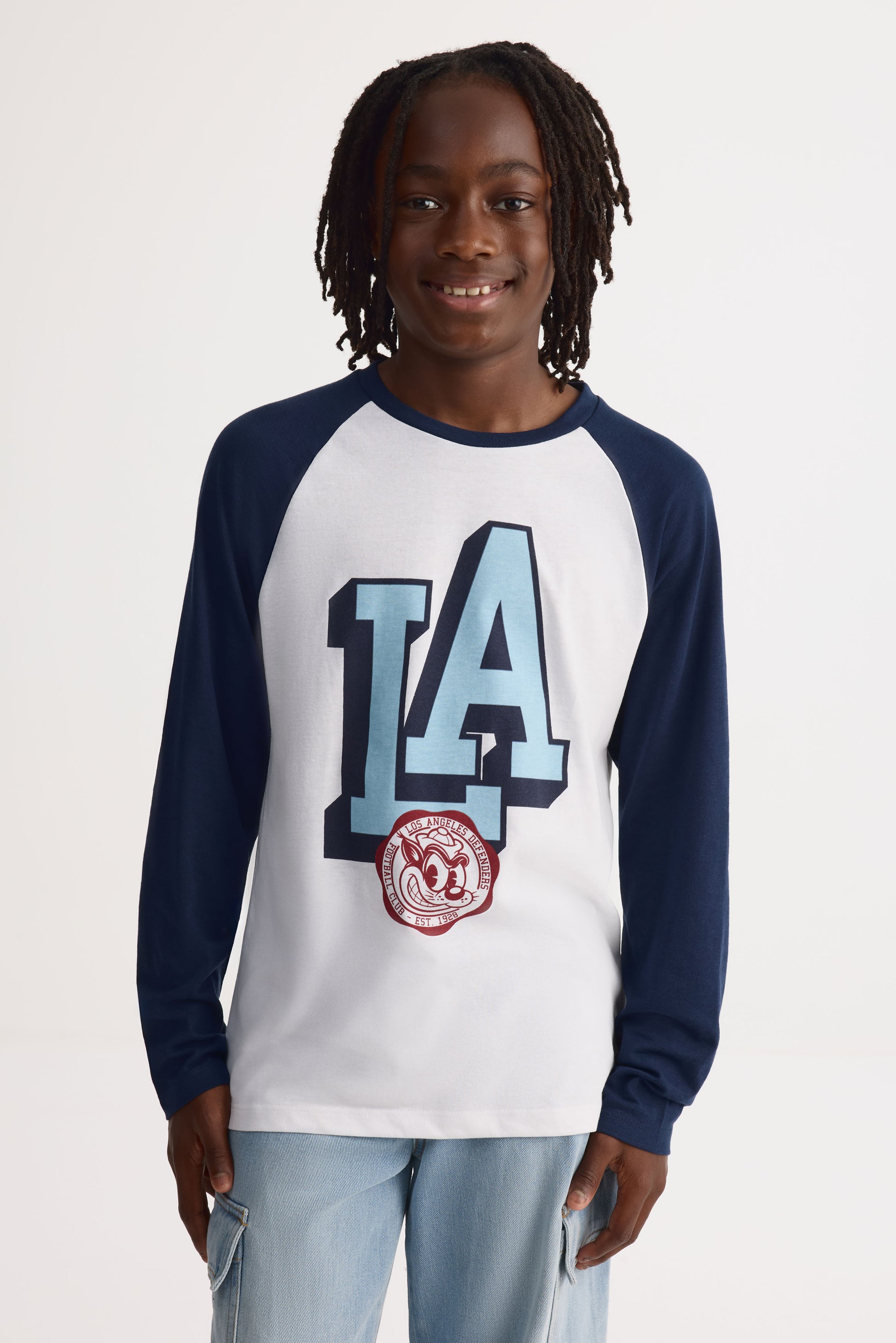 Chandail graphique raglan uni 2/$25 - Ado garçon && BLANC