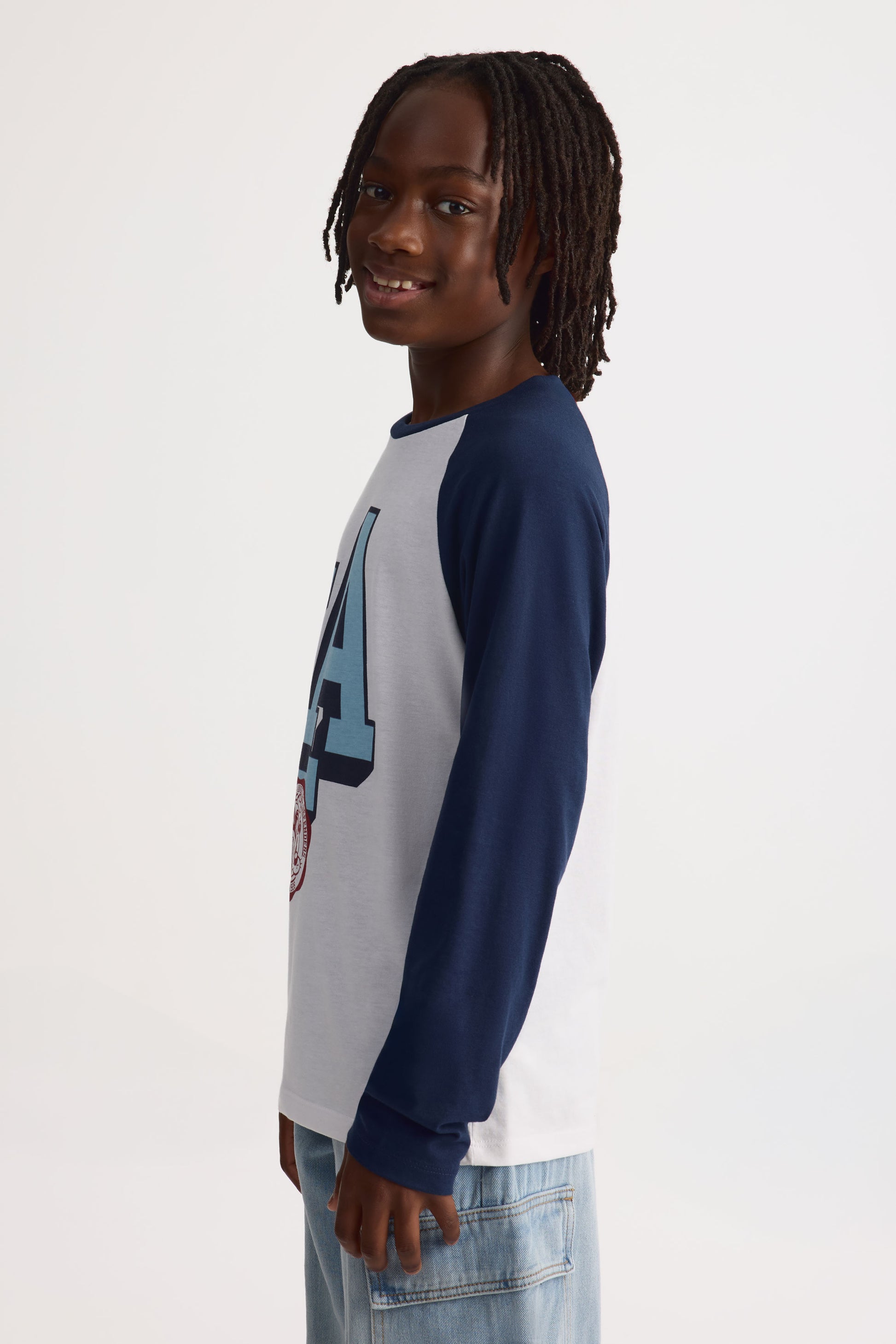 Chandail graphique raglan uni 2/$25 - Ado garçon && BLANC