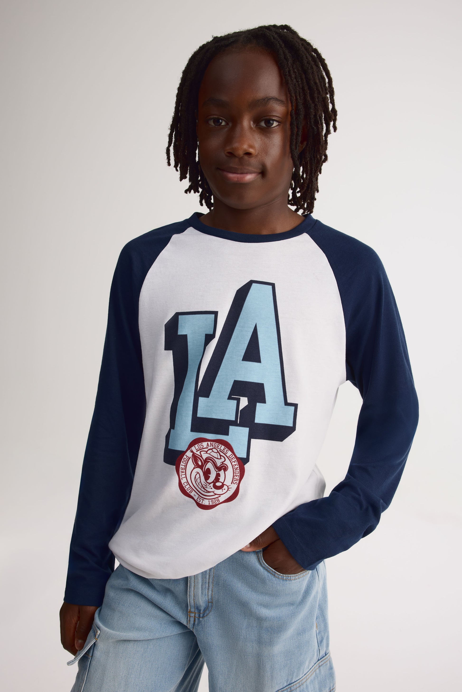 Chandail graphique raglan uni 2/$25 - Ado garçon && BLANC