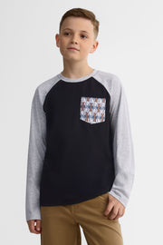 Chandail uni avec poche 2/25$ - Ado garçon && NOIR