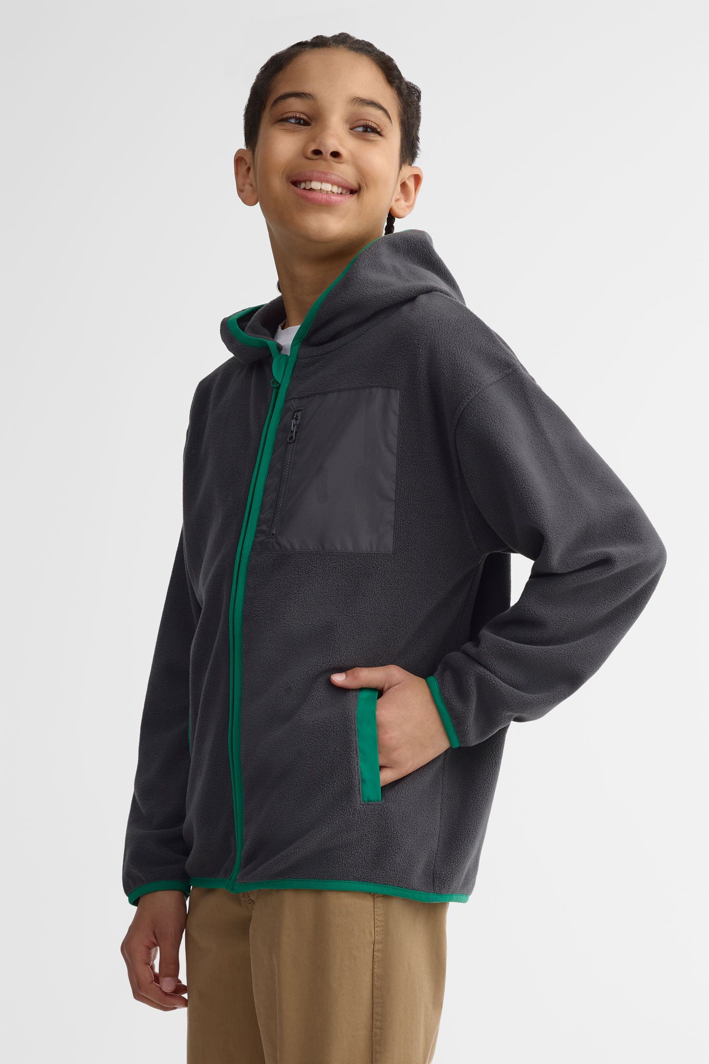 Veste ouatée à capuchon - Ado garçon && CHARBON