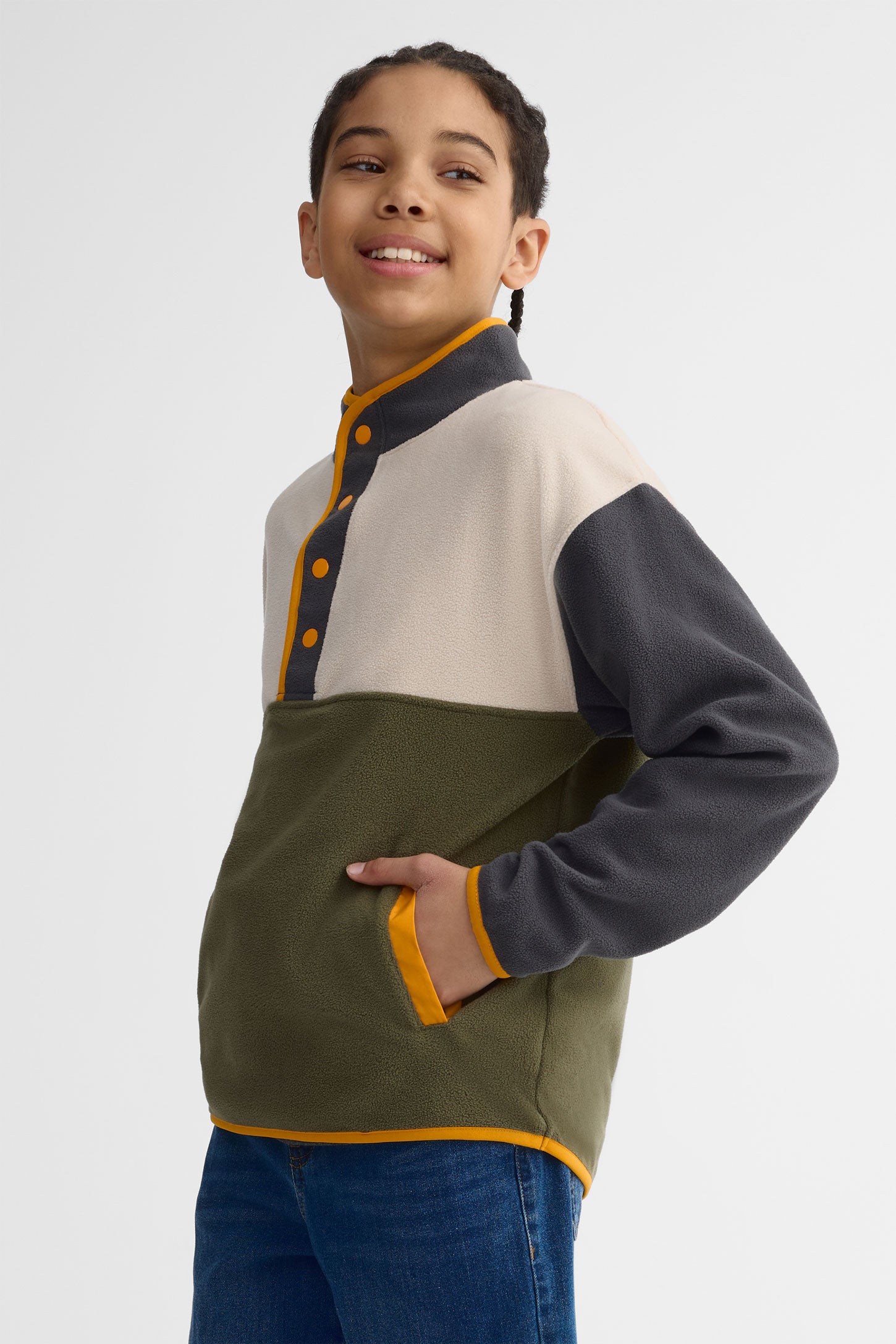 Chandail col montant micropolaire - Ado garçon && BEIGE