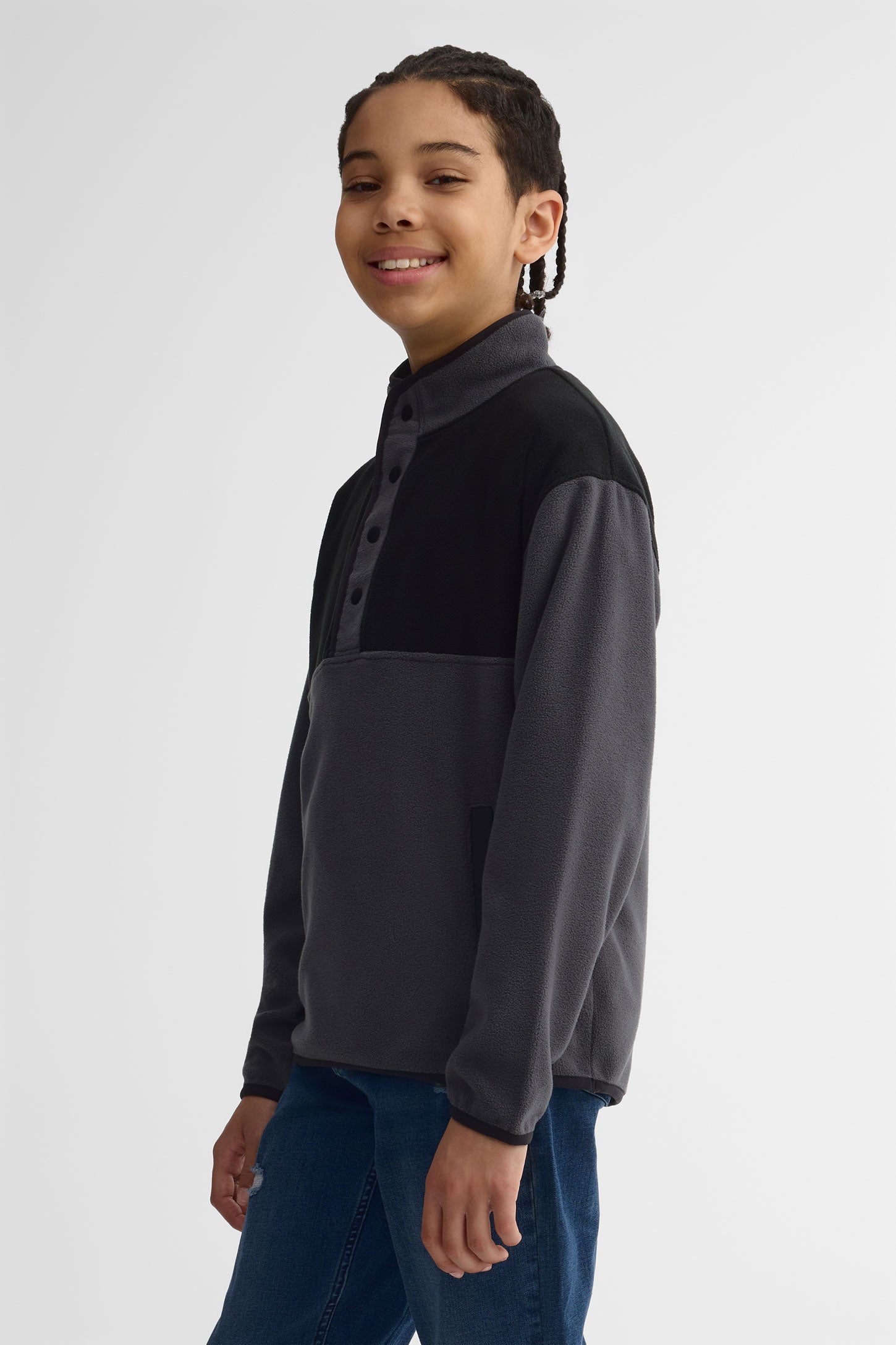 Chandail col montant micropolaire - Ado garçon && CHARBON