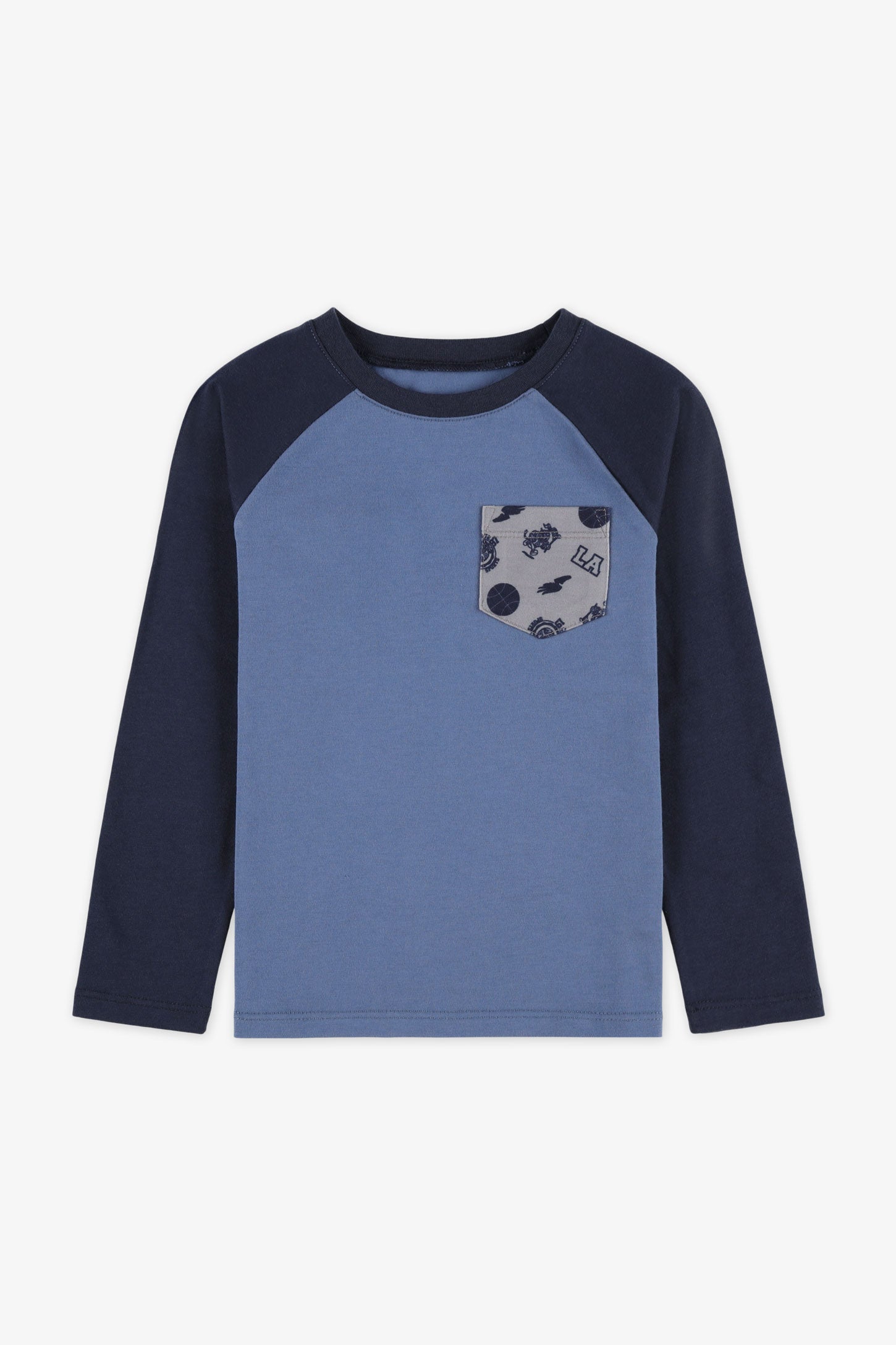 Chandail uni avec imprimé 2/20$ - Enfant garçon && BLEU