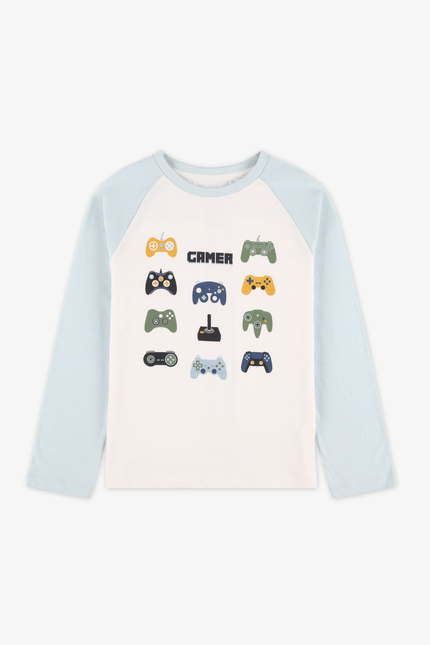 Chandail uni avec imprimé 2/20$ - Enfant garçon && BLANC