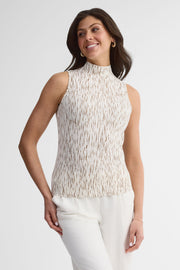 Camisole col montant en coton - Femme && BEIGE/MULTI