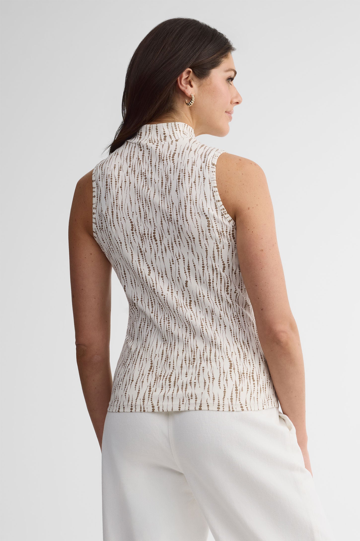 Camisole col montant en coton - Femme && BEIGE/MULTI