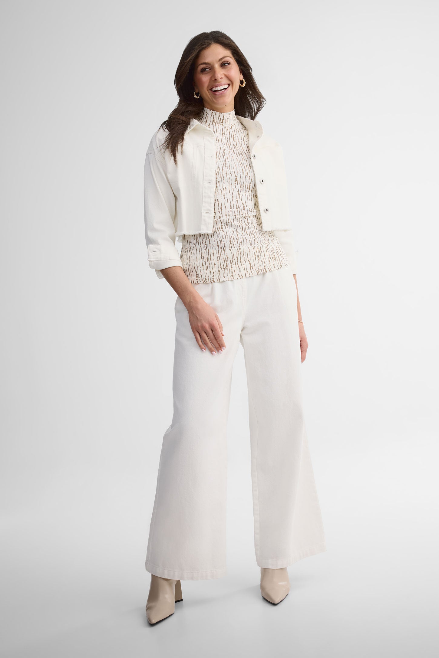 Camisole col montant en coton - Femme && BEIGE/MULTI