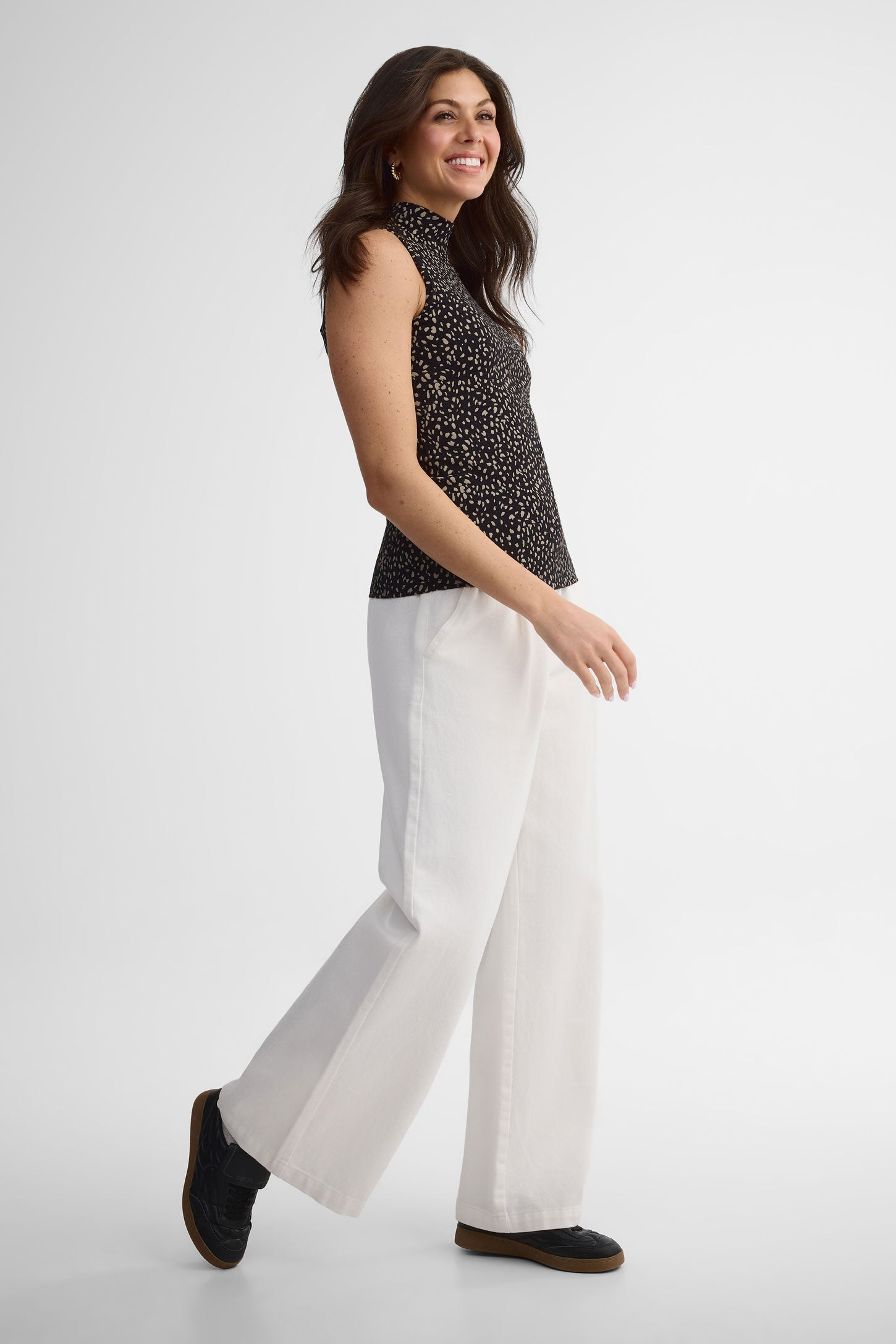 Camisole col montant en coton - Femme && NOIR/MULTI