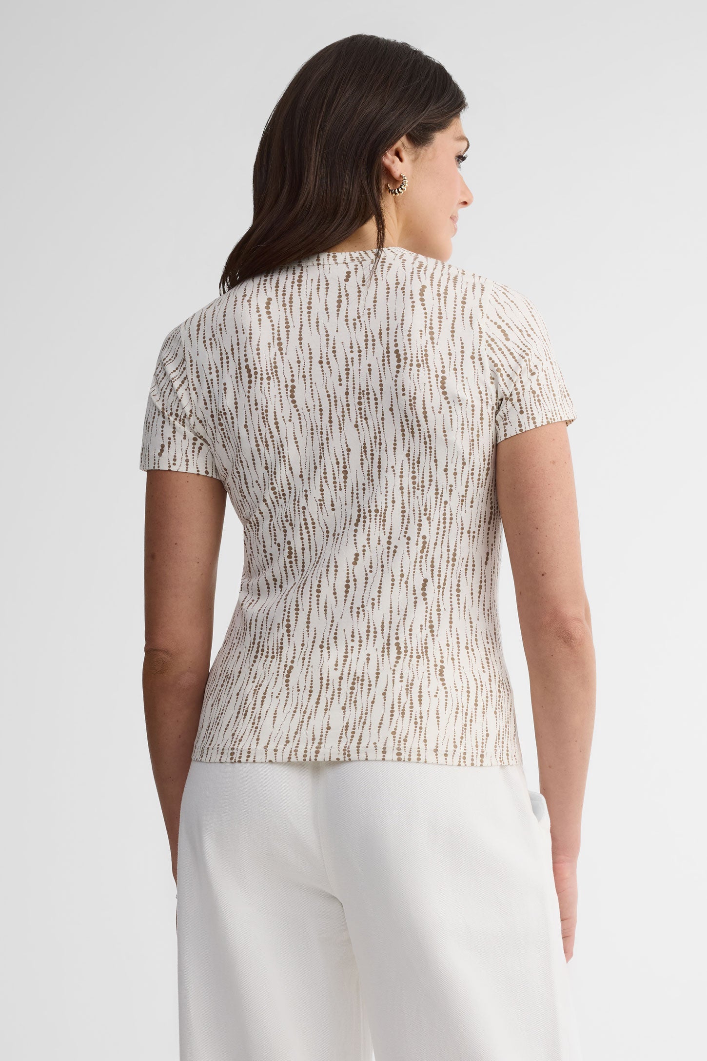 T-shirt col rond coton - Femme && BEIGE/MULTI