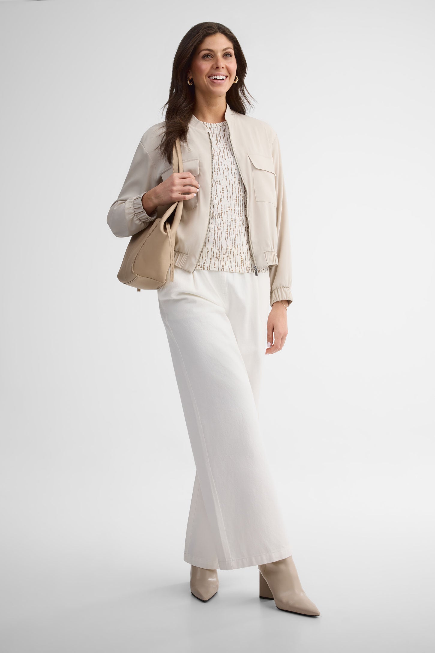 T-shirt col rond coton - Femme && BEIGE/MULTI