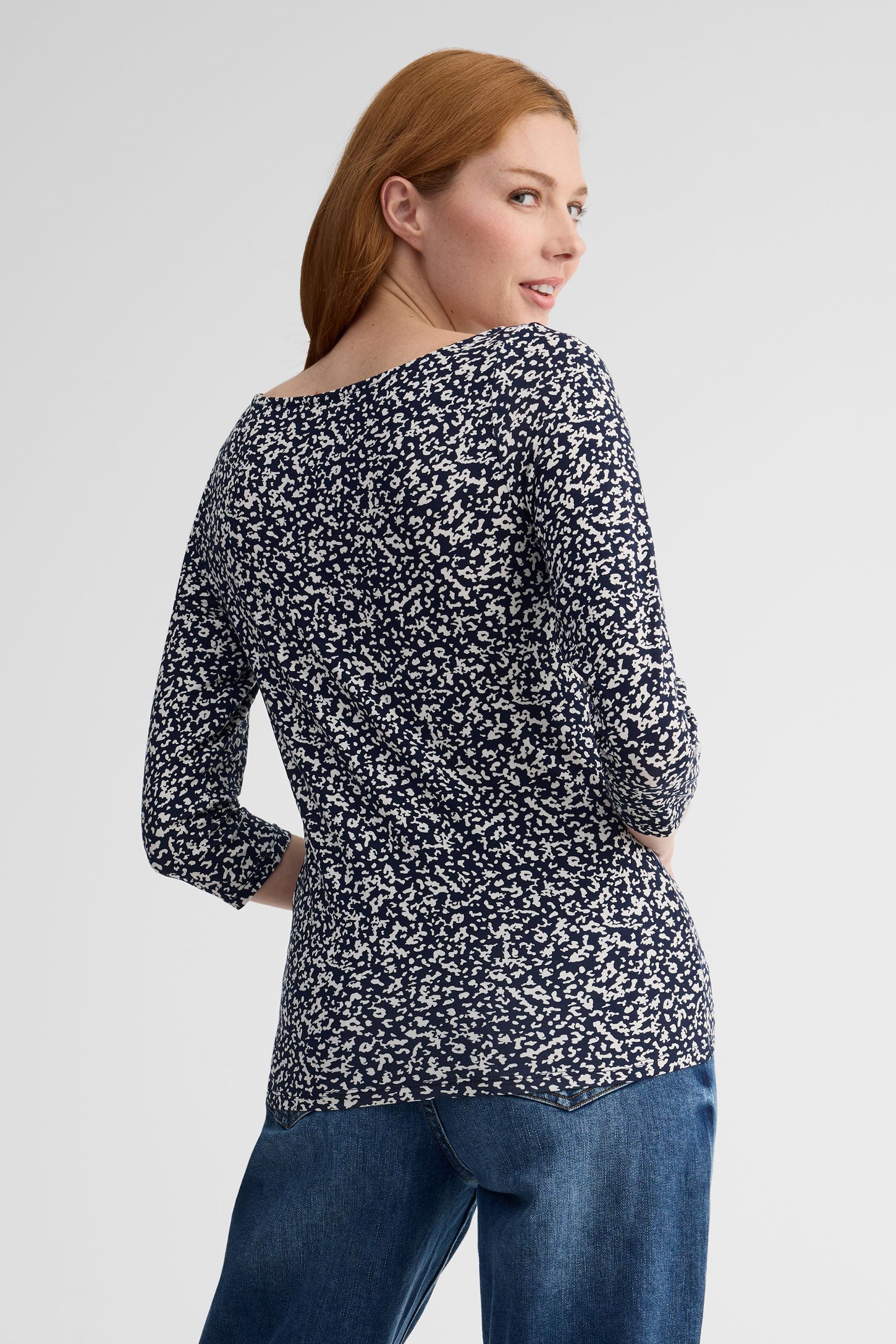 Chandail col bateau manches 3/4 imprimé - Femme && MARIN/MULTI